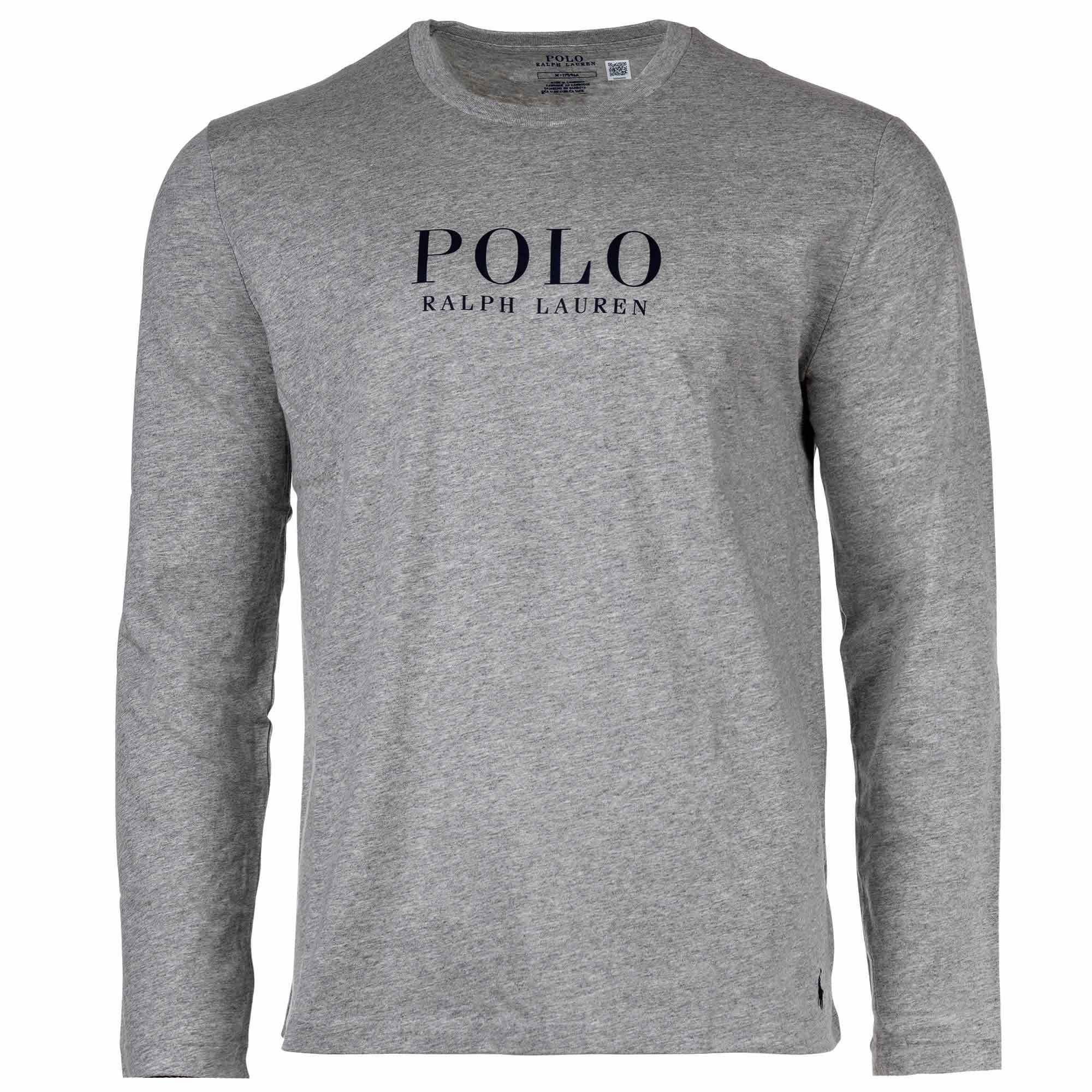 Polo Ralph Lauren T-Shirt Herren Longsleeve - CREW-SLEEP TOP, Schlafshirt Grau