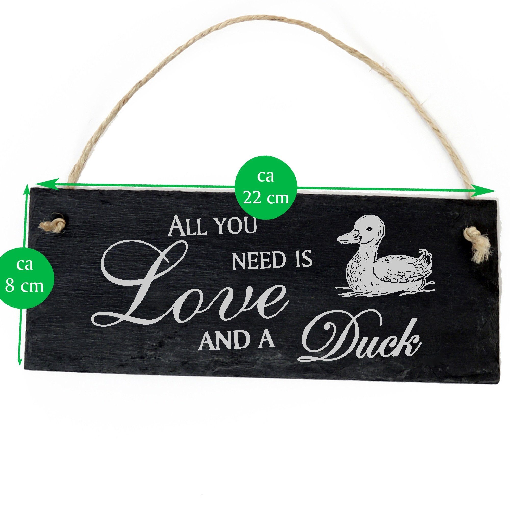 Dekolando Hängedekoration niedliche a Duck and All you is need Love 22x8cm Ente