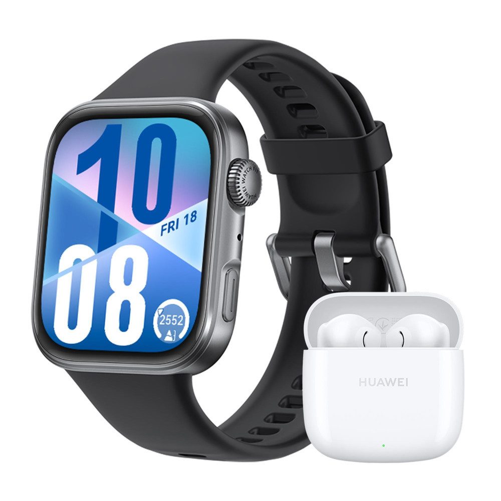 Watch Fit 4, schwarzes Gehäuse mit schwarzem Fluorelastomer-Armband + Smartwatch