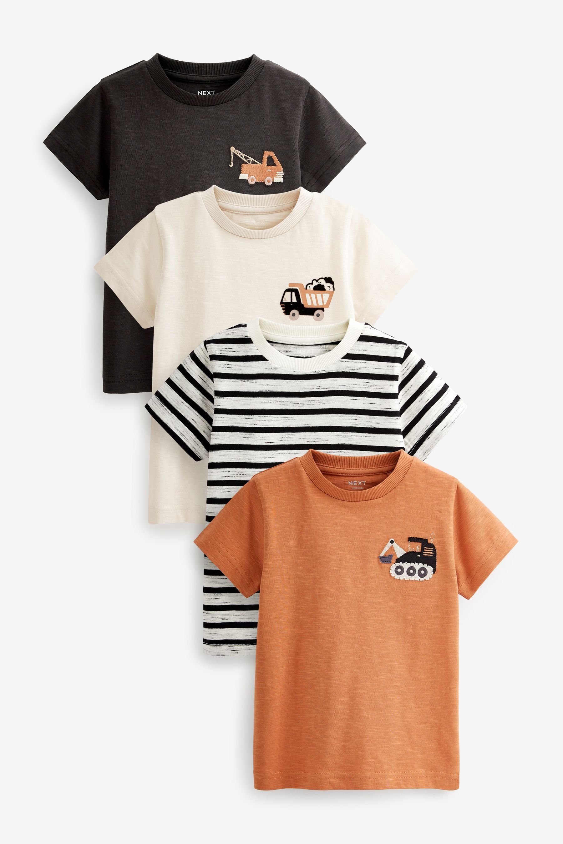 Next T-Shirt Kurzärmelige T-Shirts mit Figurenmotiv, 4er-Pack (4-tlg) Monochrome