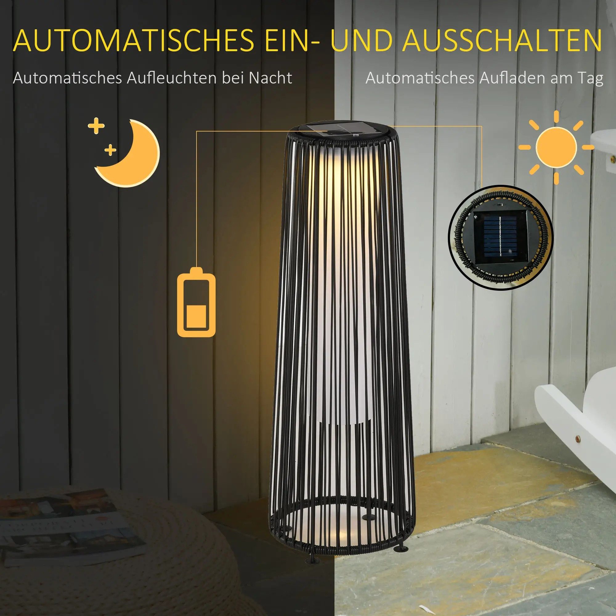 BlingBin LED Gartenleuchte Solarlampe Rattan mit günstig online kaufen