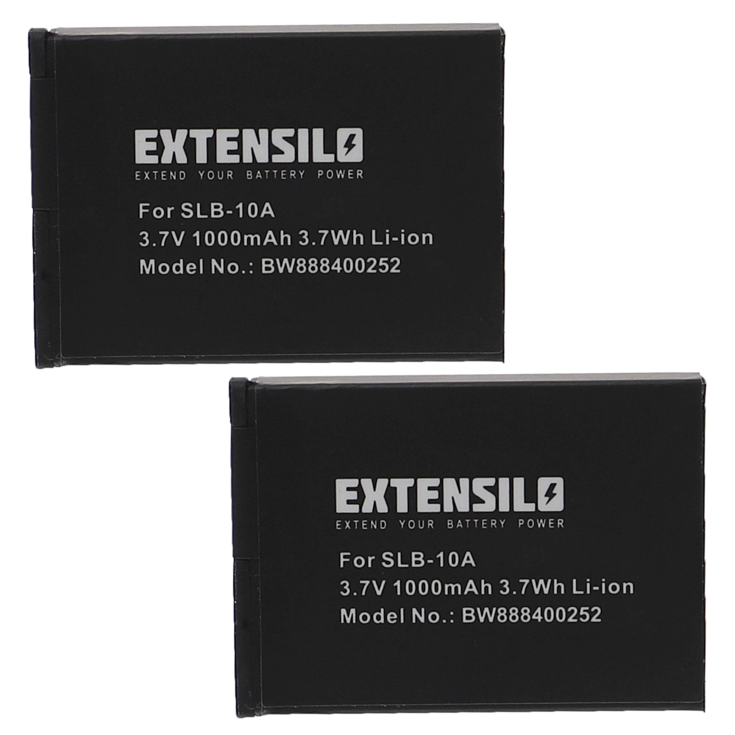 Extensilo Kamera passend Foto WB500, Li-Ion) 3,7V, Kamera-Akku (1000mAh, DSLR WB151F, WB2100 Samsung WB250, WB201F, Digitalkamera WB200F, WB152F, WB250F, / WB151, Foto 1000 WB280F, für mAh /