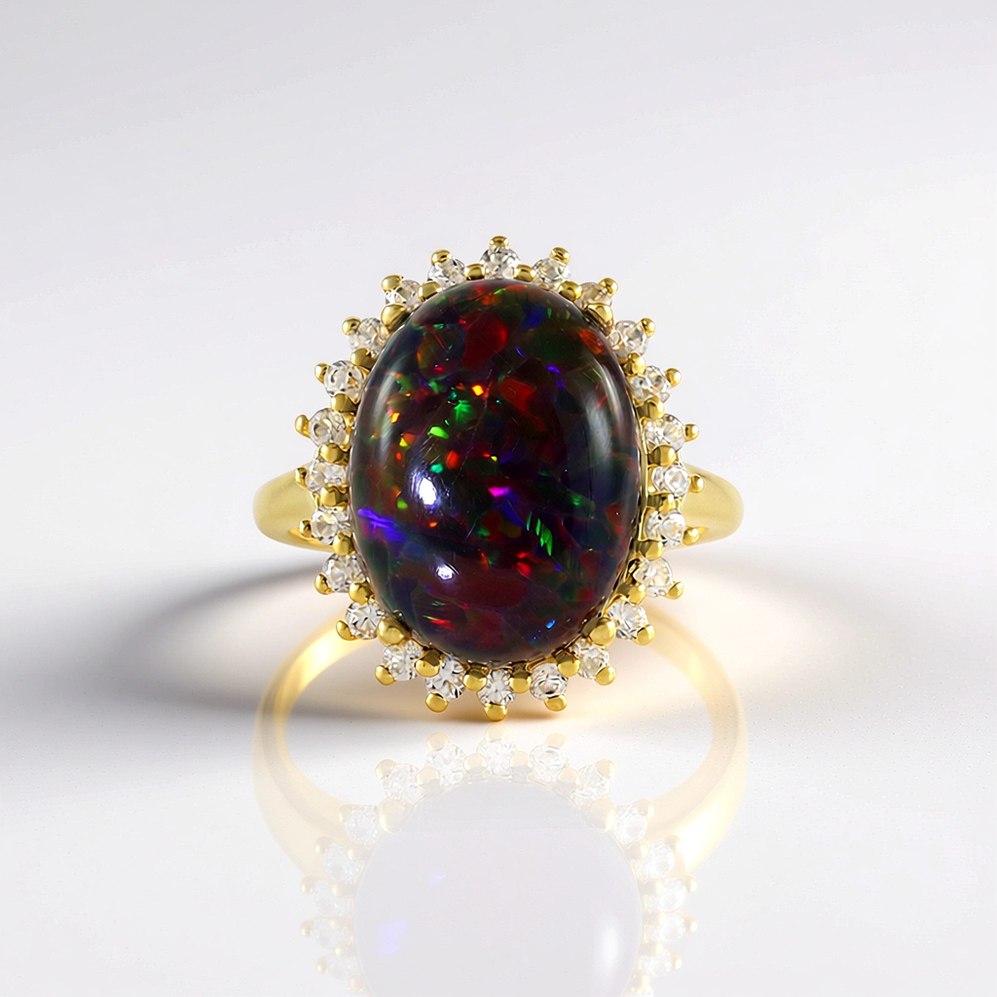 Cavill Silberring Lebendiger Mezezo-Opal Ring aus vergoldetem Silber (1-tlg)