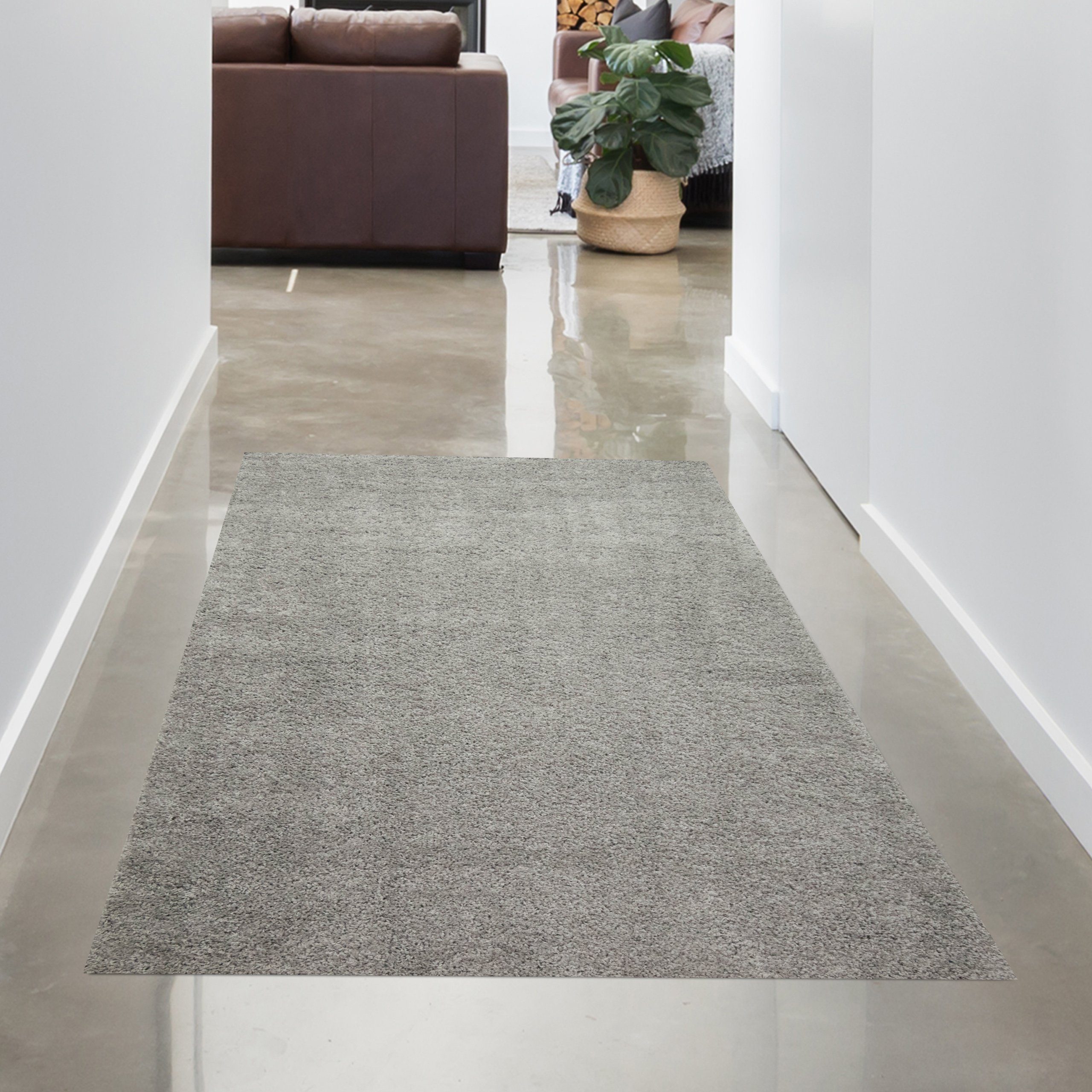 Carpetia Teppich Flauschiger Teppich kuschelig warm in grau, rechteckig, Höhe: 30 mm