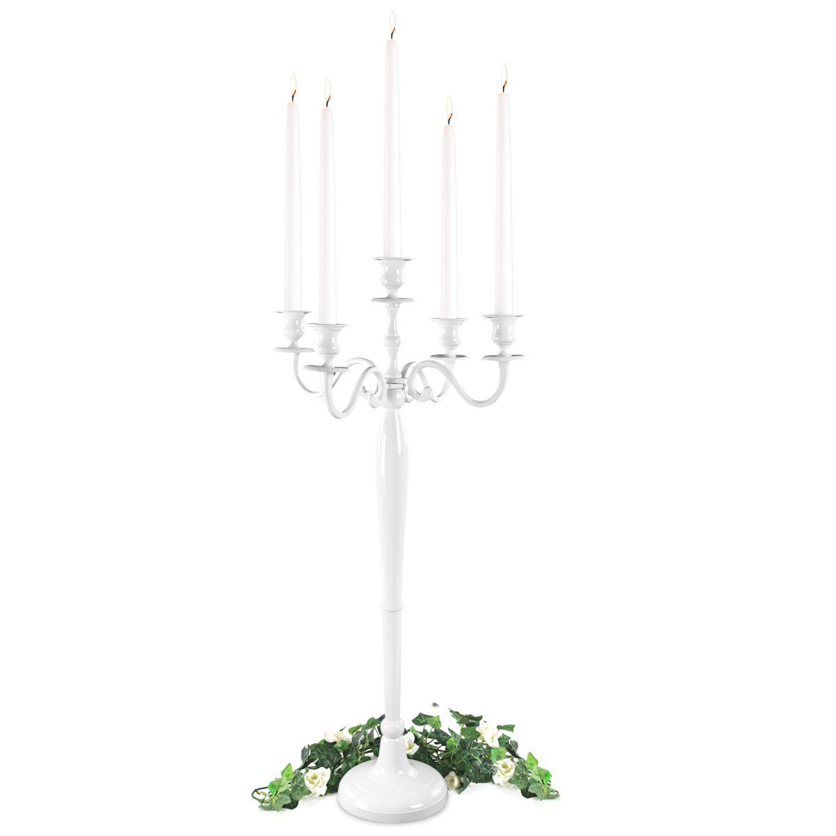 Gräfenstayn Kerzenständer 5-armig Silber – Kerzenleuchter Aluminium, 80 cm, günstig online kaufen