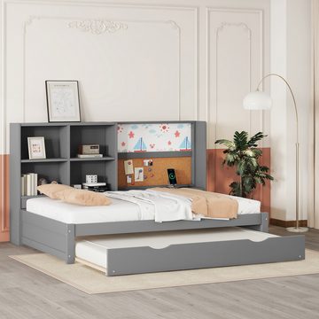 HAUSS SPLOE Daybett 90*200cm mit ausziehbarem Bett, usb-Ladeanschluss, Staufächer, Grau