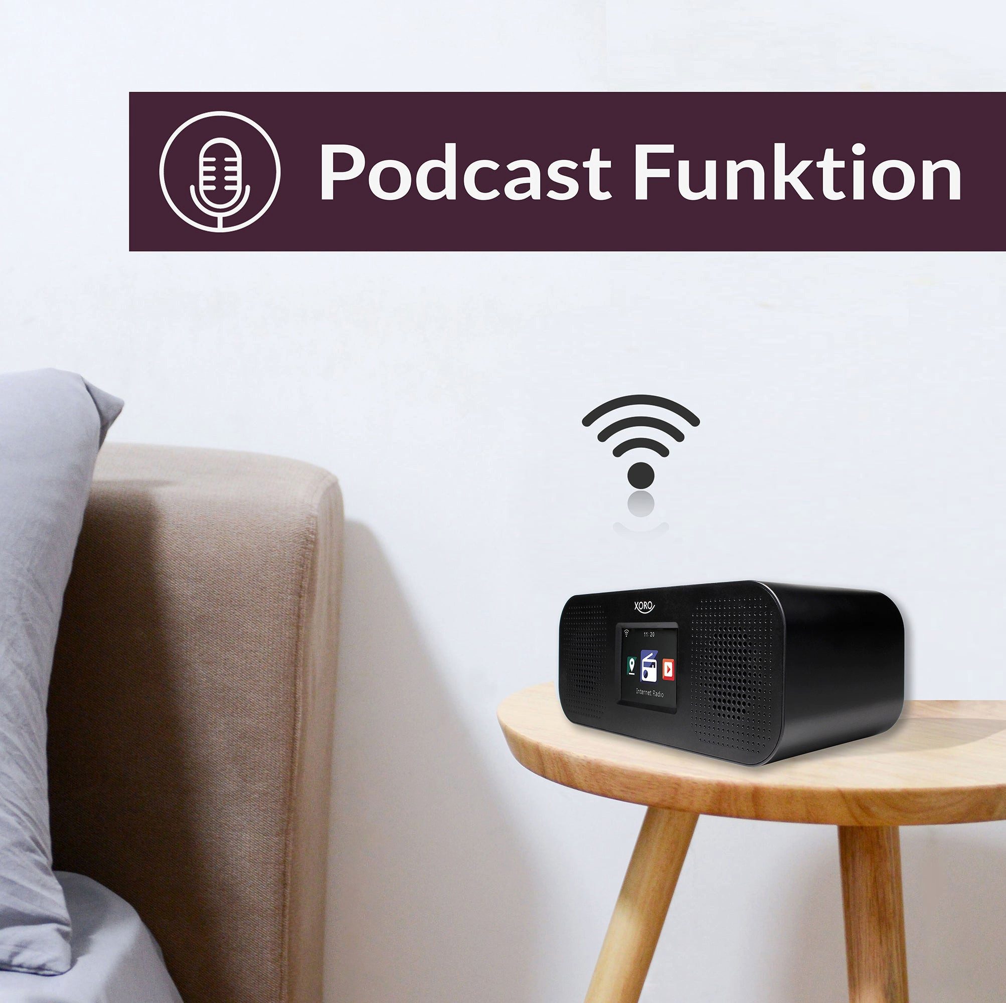 Xoro HMT 425 Basic mitFarbdisplay, USB und Wecker Internet-Radio (Internetradio, Podcast, Weckfunktion, Sleep‑Timer, Schlafklänge, 4 W, 30.000 Sendern und kompaktem Stereo‑Klang)