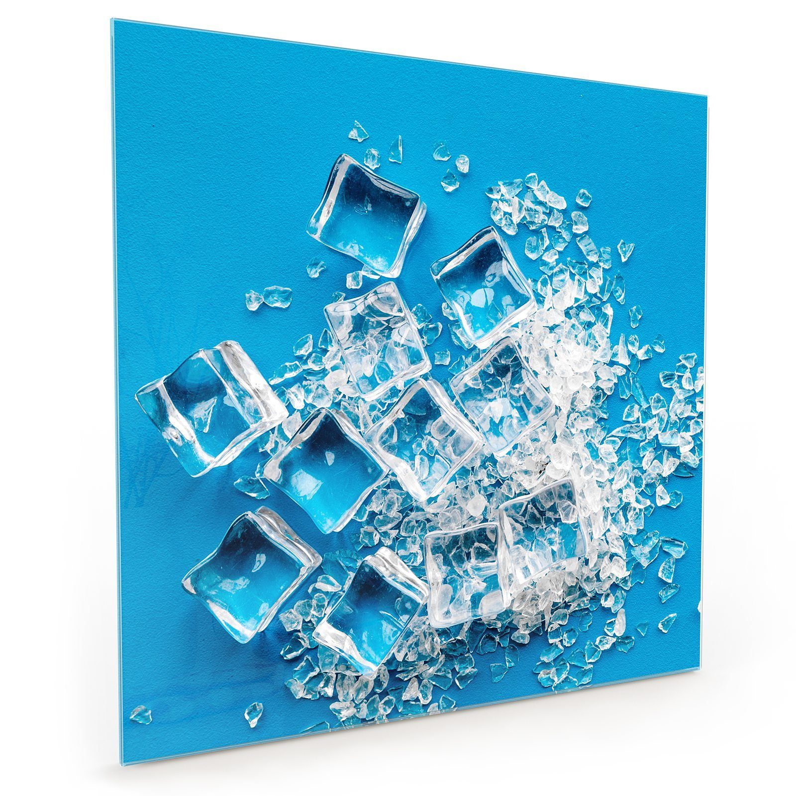 Primedeco Küchenrückwand Küchenrückwand Spritzschutz Glas mit Motiv Eiswürfel gebrochen