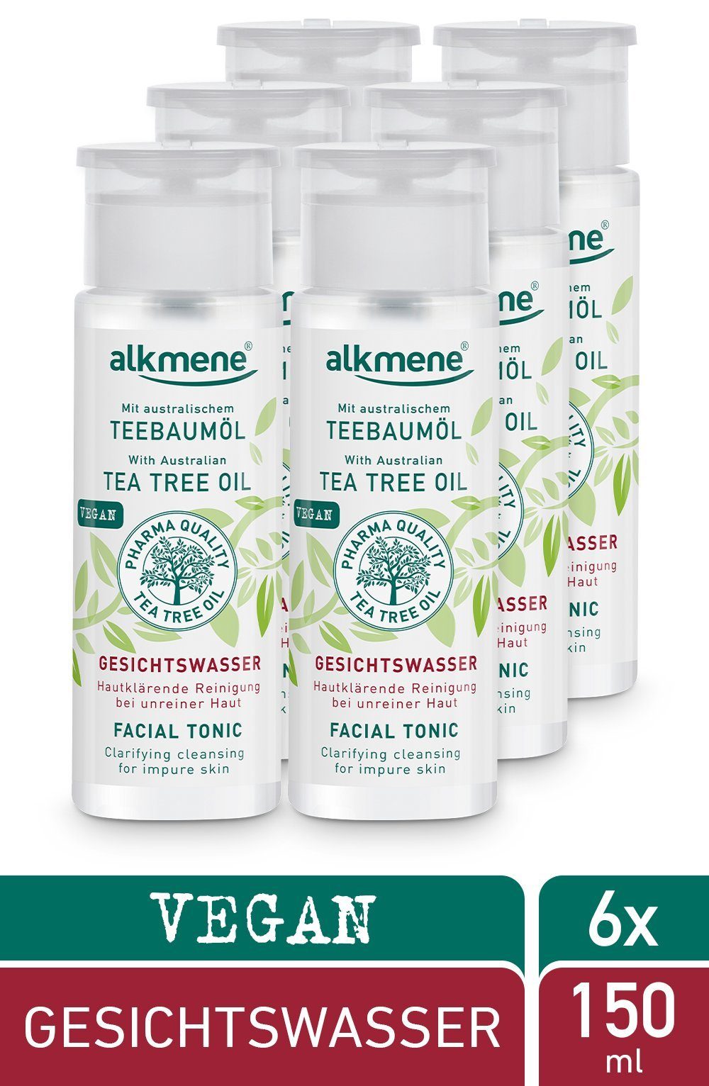 Gesichtswasser Teebaumöl Gesichtswasser für unreine Haut - Anti Pickel, Hautunreinheiten & Rötungen - vegane Gesichtsreinigung ohne Silikone, Parabene & Mineralöl im 6er Pack (6x 150 ml)