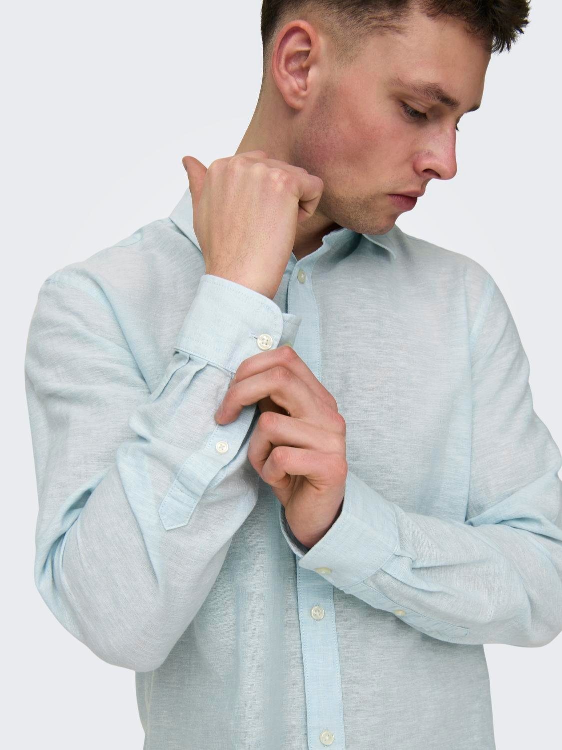 ONLY & SONS Langarmhemd ONSCAIDEN LS SOLID LINEN SHIRT NOOS Baumwollmischung mit Leinen, slim fit