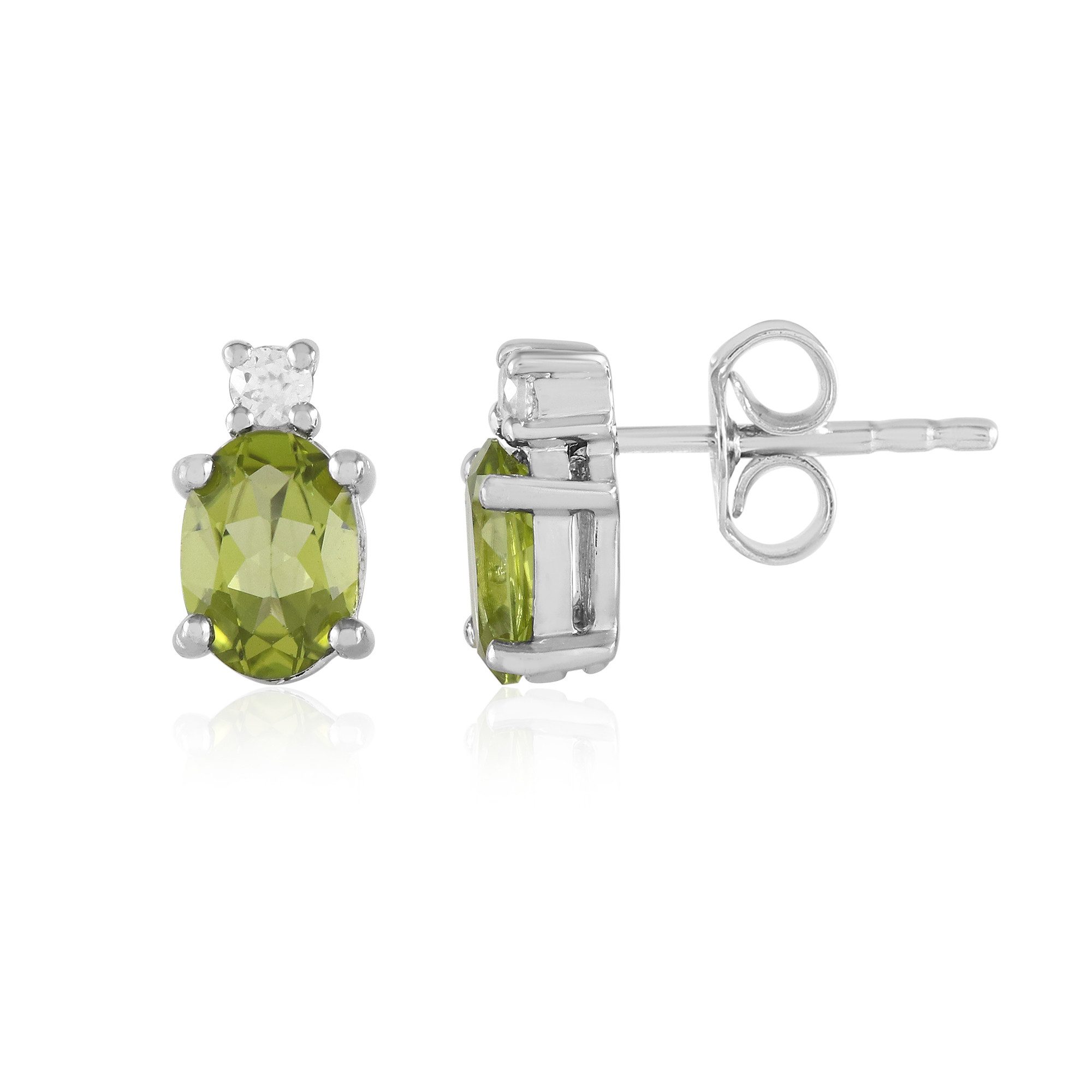 Cavill Ohrring-Set Cavill Ohrringe 1,50 ct Peridot oval grün, Sterlingsilber platin (2-tlg)