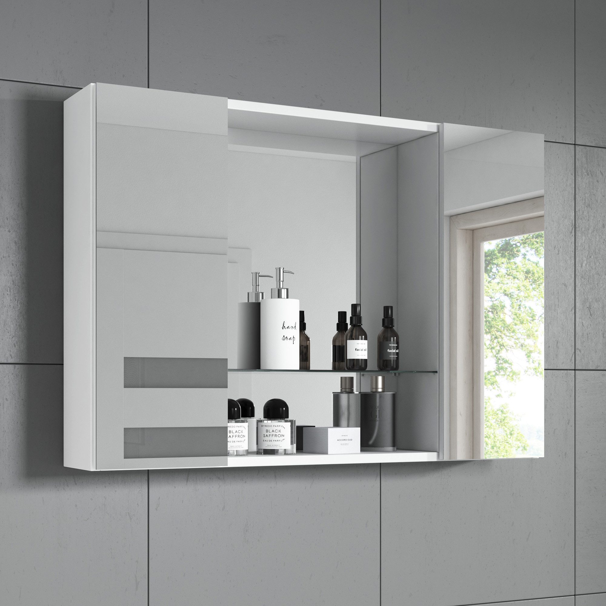 inter Badezimmerspiegelschrank Spiegelschrank Debby weiß 85cm (Spiegelschrank, 1 er Set) Breite 85cm
