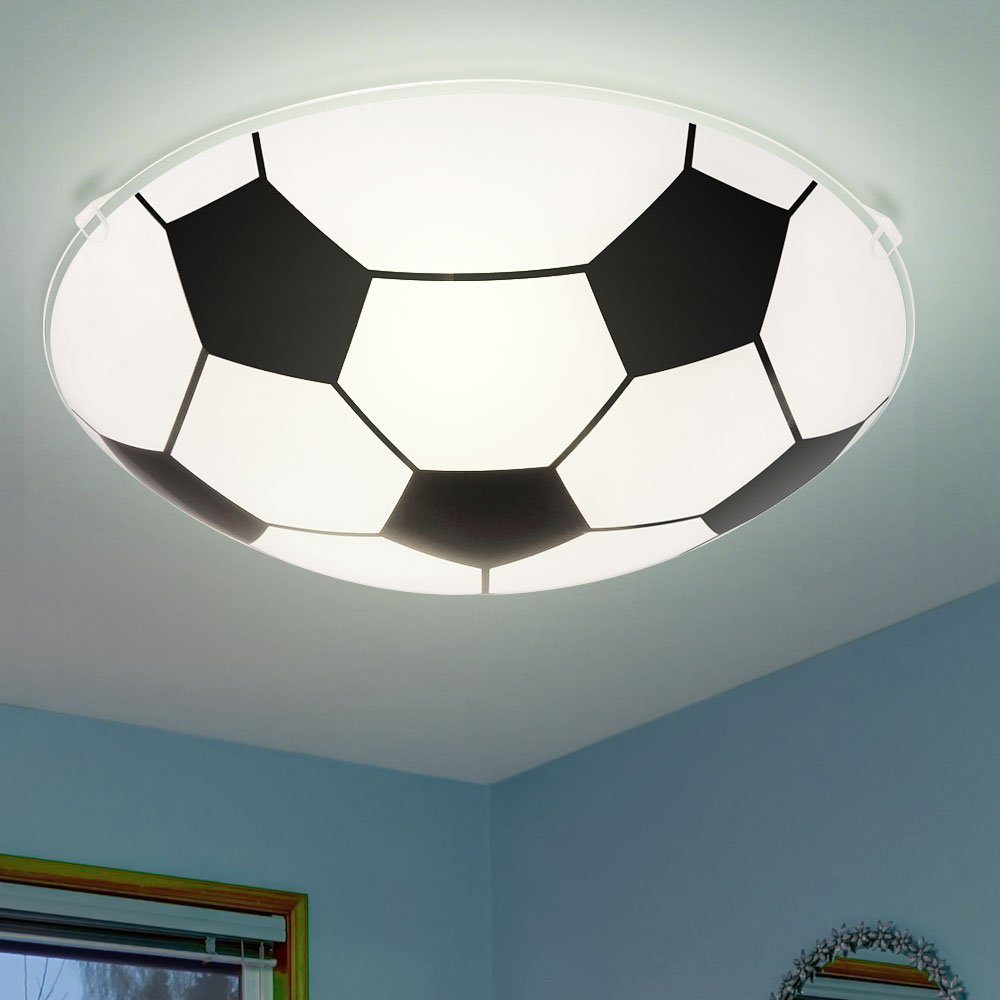 Dekolicht, Kinderzimmer etc-shop Warmweiß, Wand inklusive, Decken Leuchtmittel im Leuchte Glas Lampe satiniert Fußball