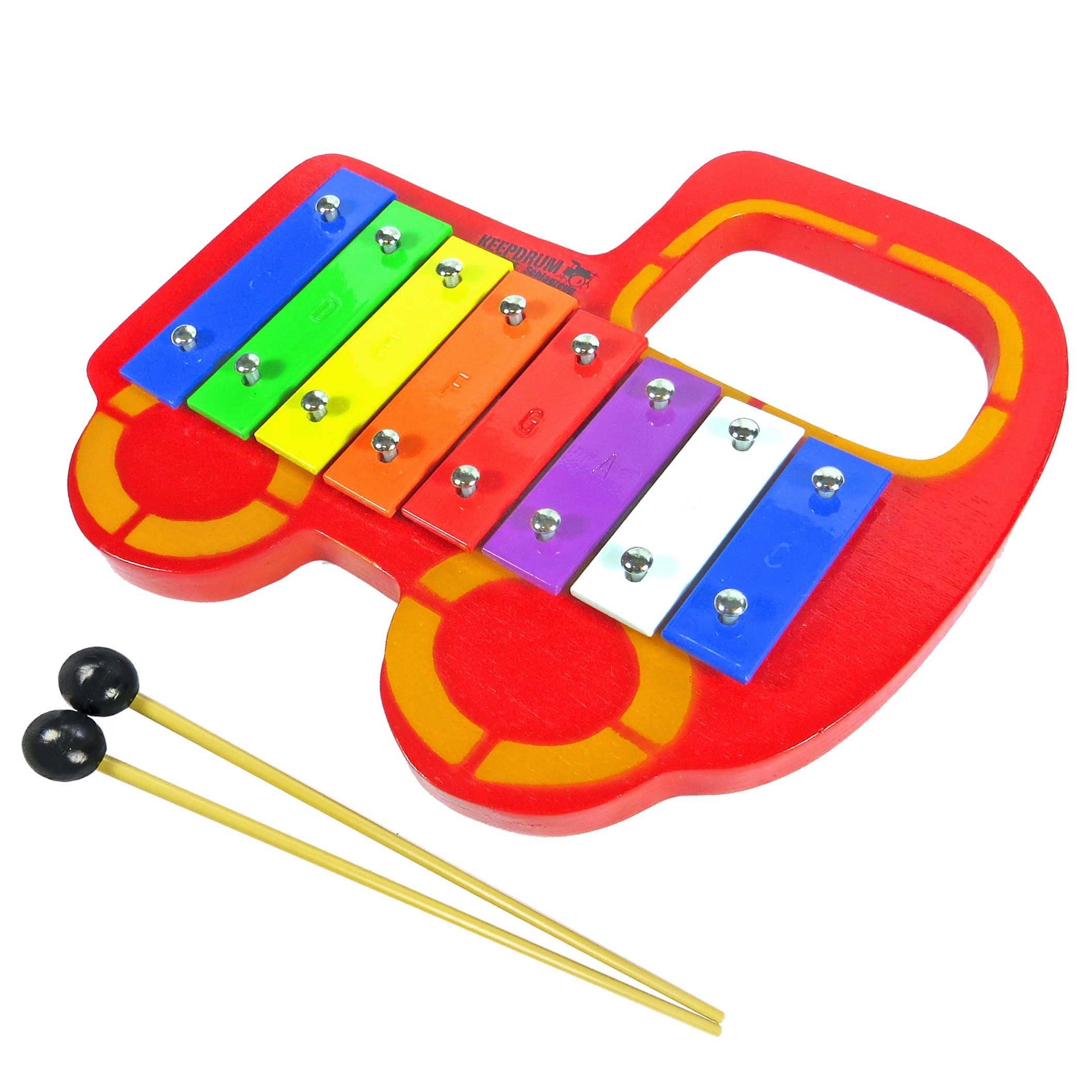 keepdrum Glockenspiel keepdrum Kinder Glockenspiel Auto aus Holz