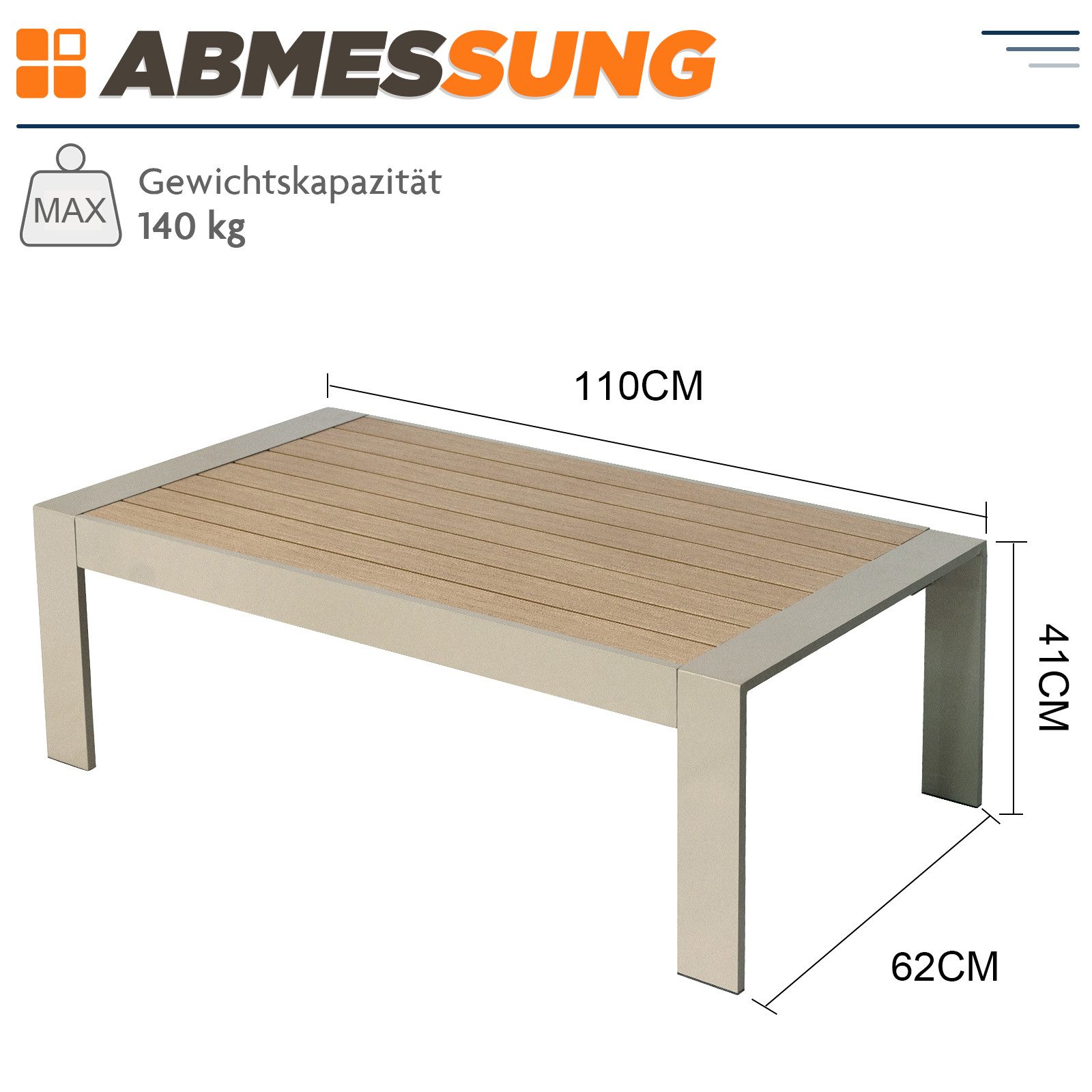 MeXo Gartentisch Balkontisch Aluminium 110×62×41cm, Gartentisch günstig online kaufen