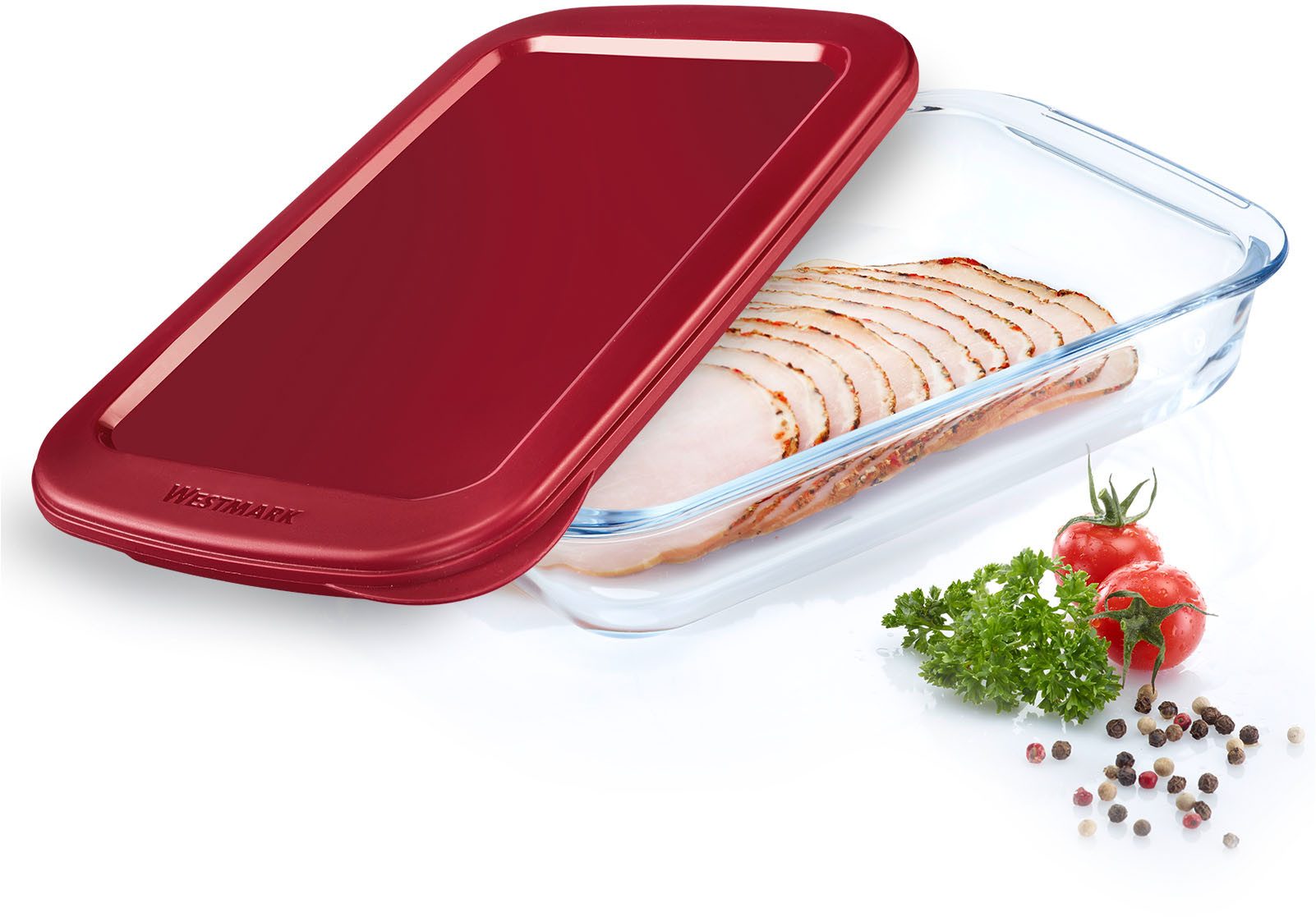 WESTMARK Frischhaltedose Aufschnittschale, Glas, 1000 ml, Borosilikatglas, Polyprophylen (PP), (1-tlg), robustes Borosilikat-Glas, luftdicht zu verschließen, 1000 ml