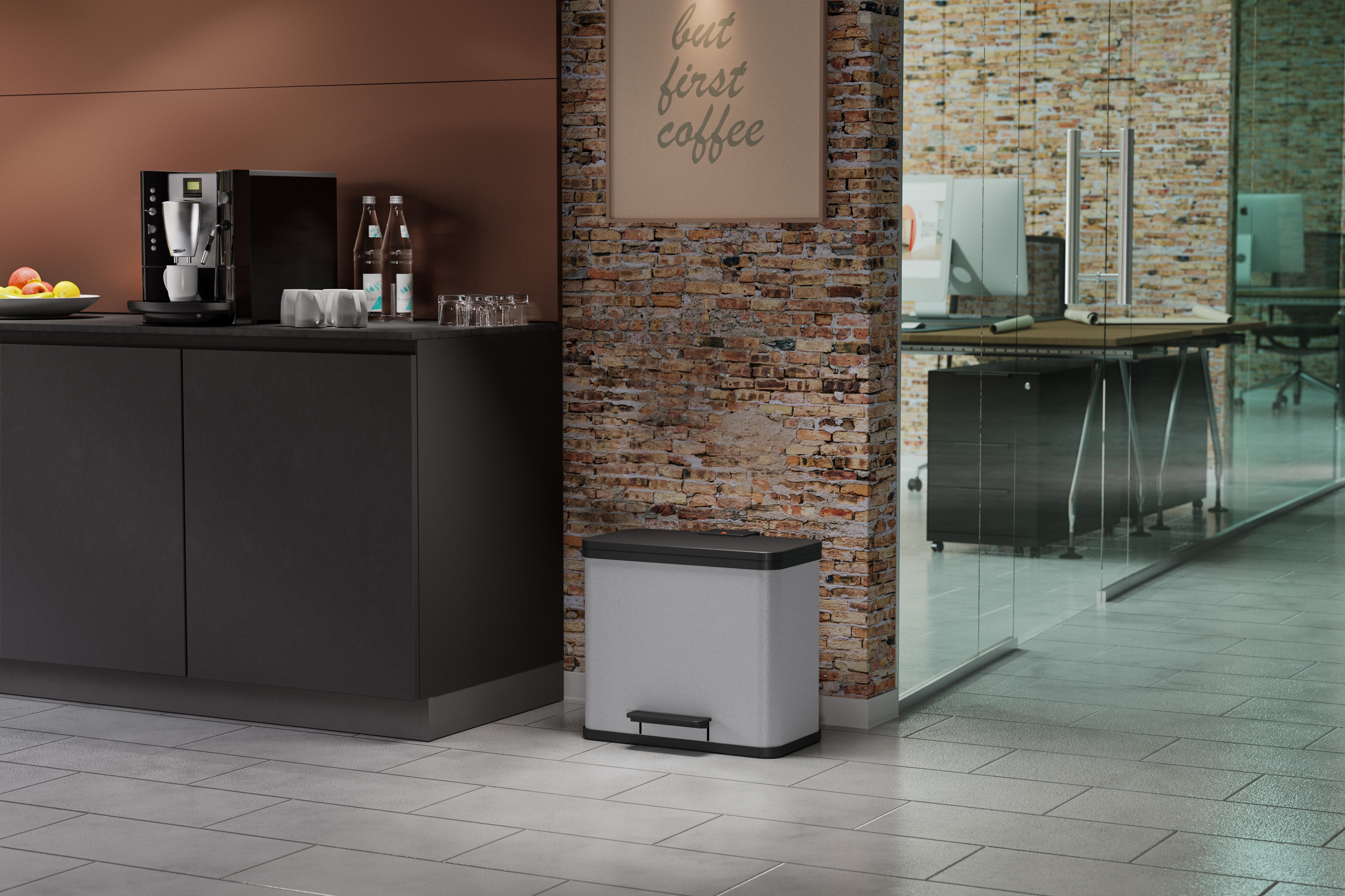 Hailo Mülleimer Öko trio Plus L, 27 l, Stahlblech o.Edelstahl, Kunststoff Inneneimer, Made in Germany