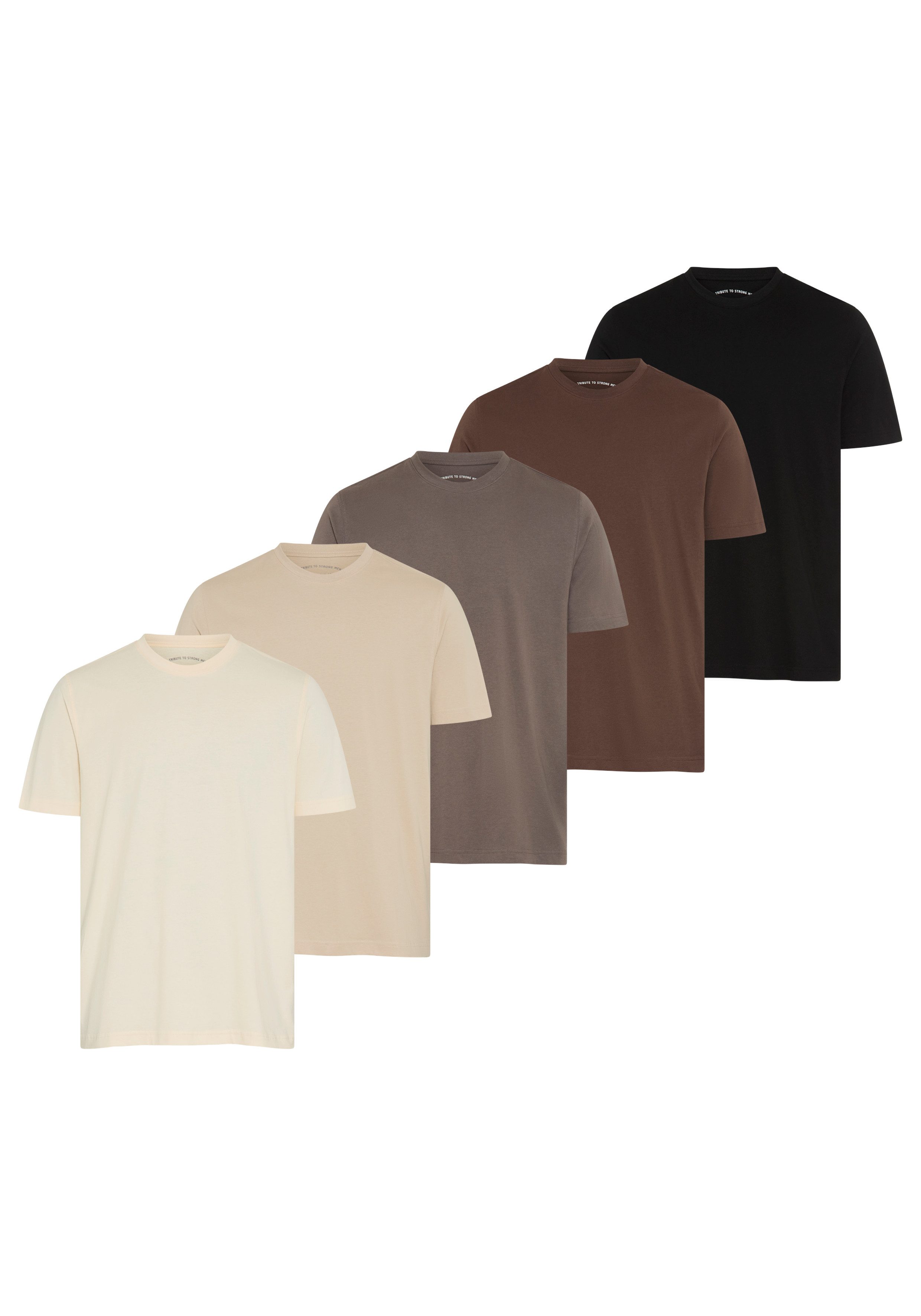 Man's World Rundhalsshirt (5er-Pack) Kurzarm, Regular Fit, unifarben, Rundhals, aus Baumwolle