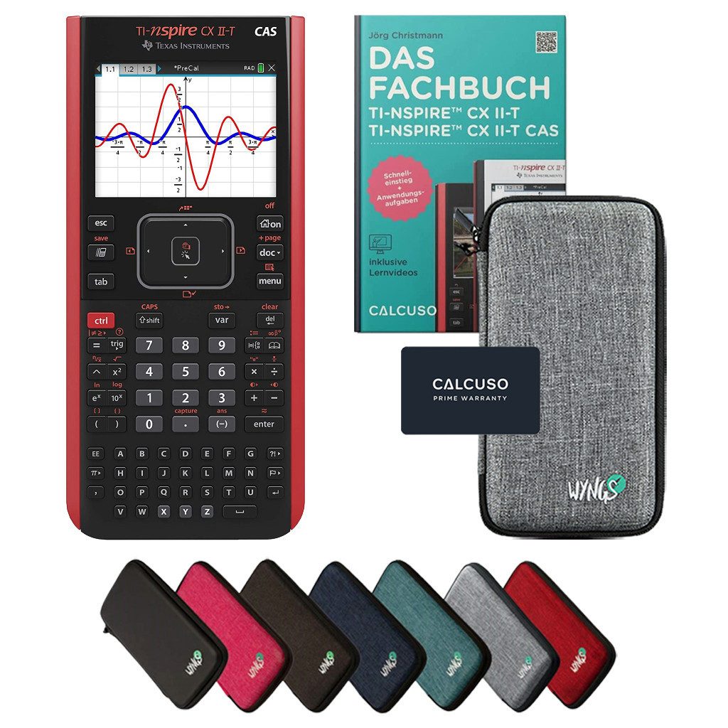 Texas Instruments Taschenrechner TI-Nspire CX II-T CAS inkl. Schutztasche Hellgrau & Fachbuch (160 S)