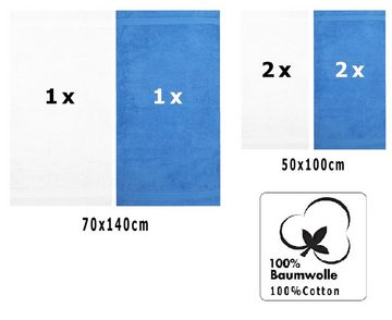 Betz Handtuch Set 6-TLG. Handtuch-Set Premium 100% Baumwolle 2 Duschtücher 4 Handtücher, 100% Baumwolle, (Set, 6-tlg), Farbe weiß und hellblau