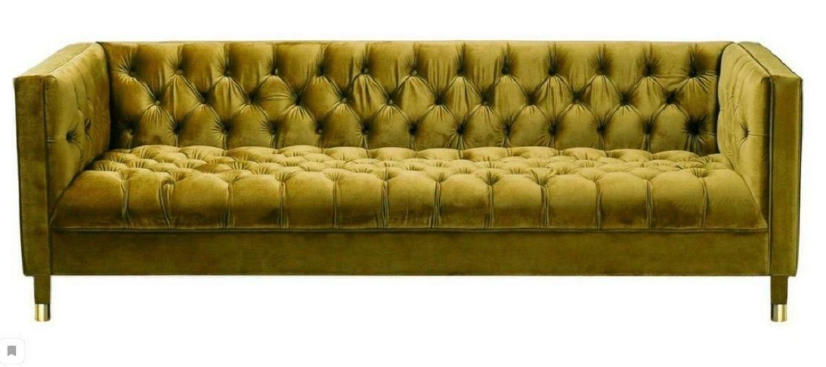 JVmoebel Sofa, Gelb Dreisitzer Textil Chesterfield Modern Design Couchen Neu