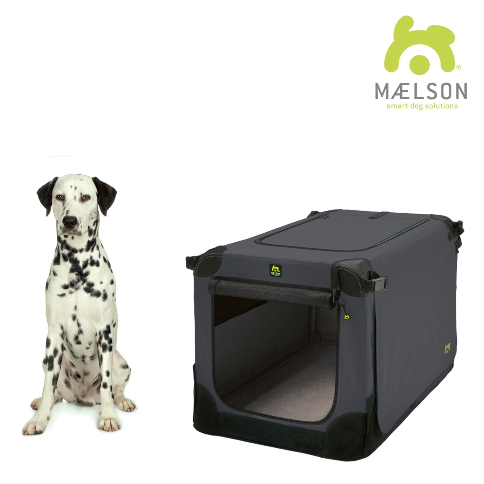 MAELSON Tiertransportbox Soft Kennel Transportbox, faltbar, anthrazit, für Hunde und Katzen geeignet