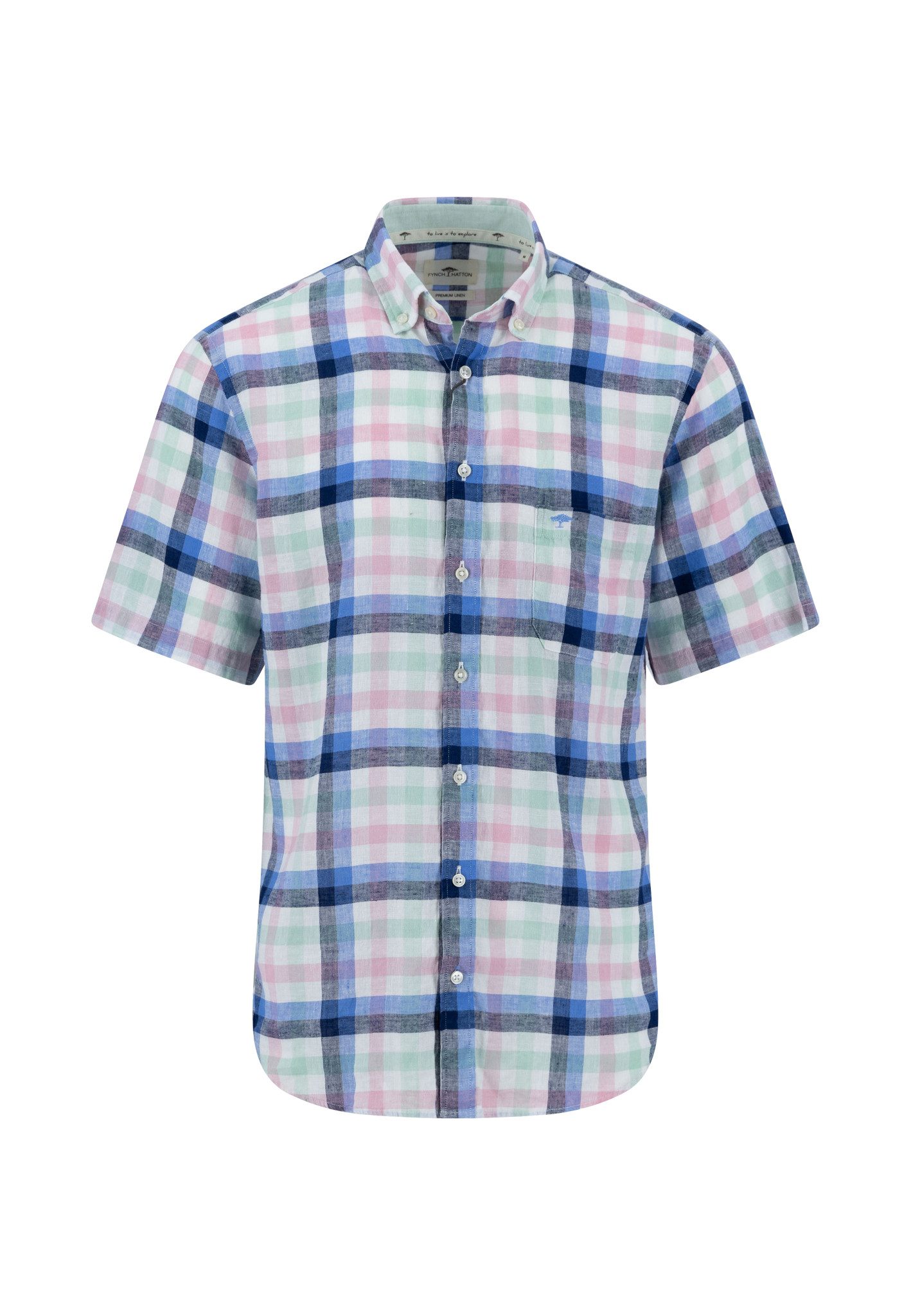 Businesshemd Fynch-Hatton / He.Hemd kurzarm / Summer Linen Check, B.D., 1/2