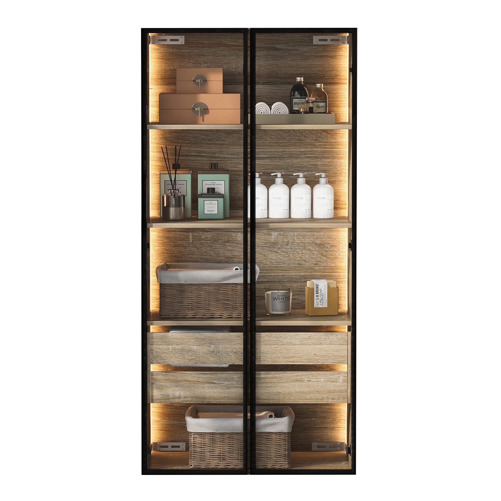 Merax Vitrine mit Glastüren (1-St) Badezimmerschrank günstig online kaufen