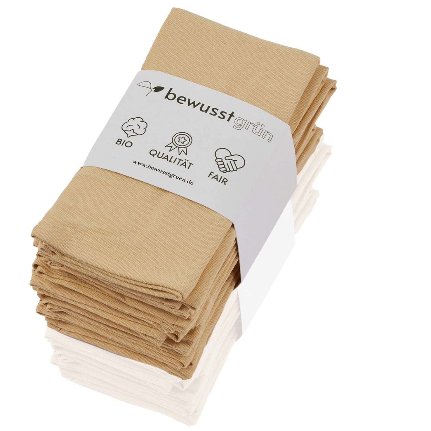 BewusstGrün Stoffserviette 12 Nachhaltige & Faire Stoffservietten, (45 x 45 cm, 12 St., Set Servietten Stoff aus 100% Bio-Baumwolle), Aufwertung des gemeinsamen Esstisches für Anlässe und Alltag