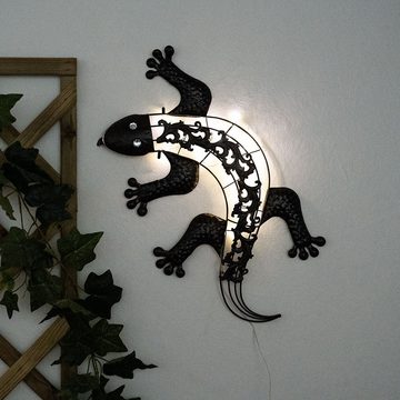 Globo LED Dekofigur, LED-Leuchtmittel fest verbaut, Solar Wandlampen für Außen Tier Gartenfigur Gecko