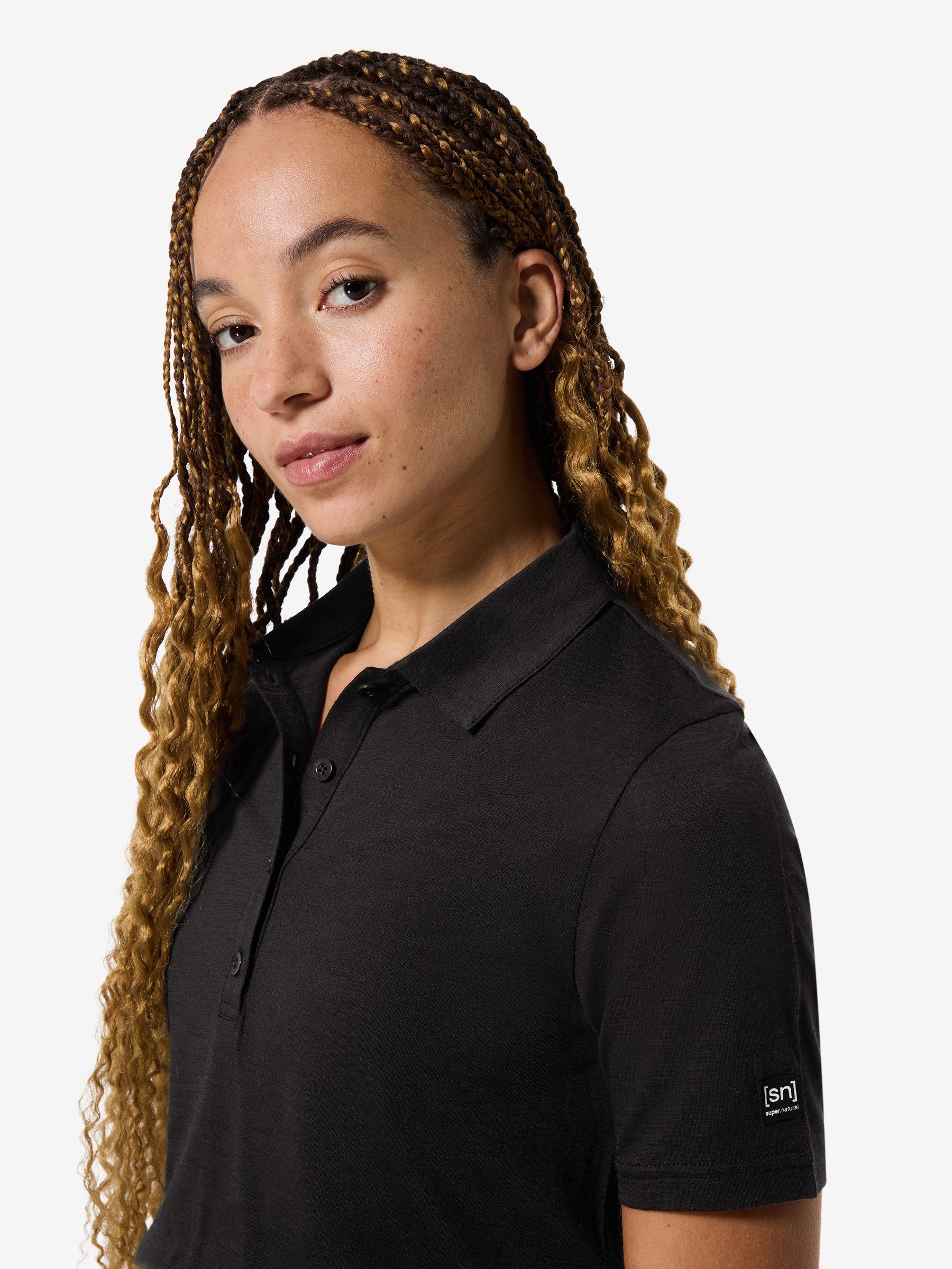 SUPER.NATURAL Poloshirt für Damen, Merino W CROP POLO atmungsaktiv