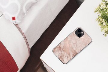 MuchoWow Handyhülle Marmor - Rosa - Luxus - Marmoroptik - Glitzer - Design, Handyhülle Apple iPhone 13, Smartphone-Bumper, Print, Handy