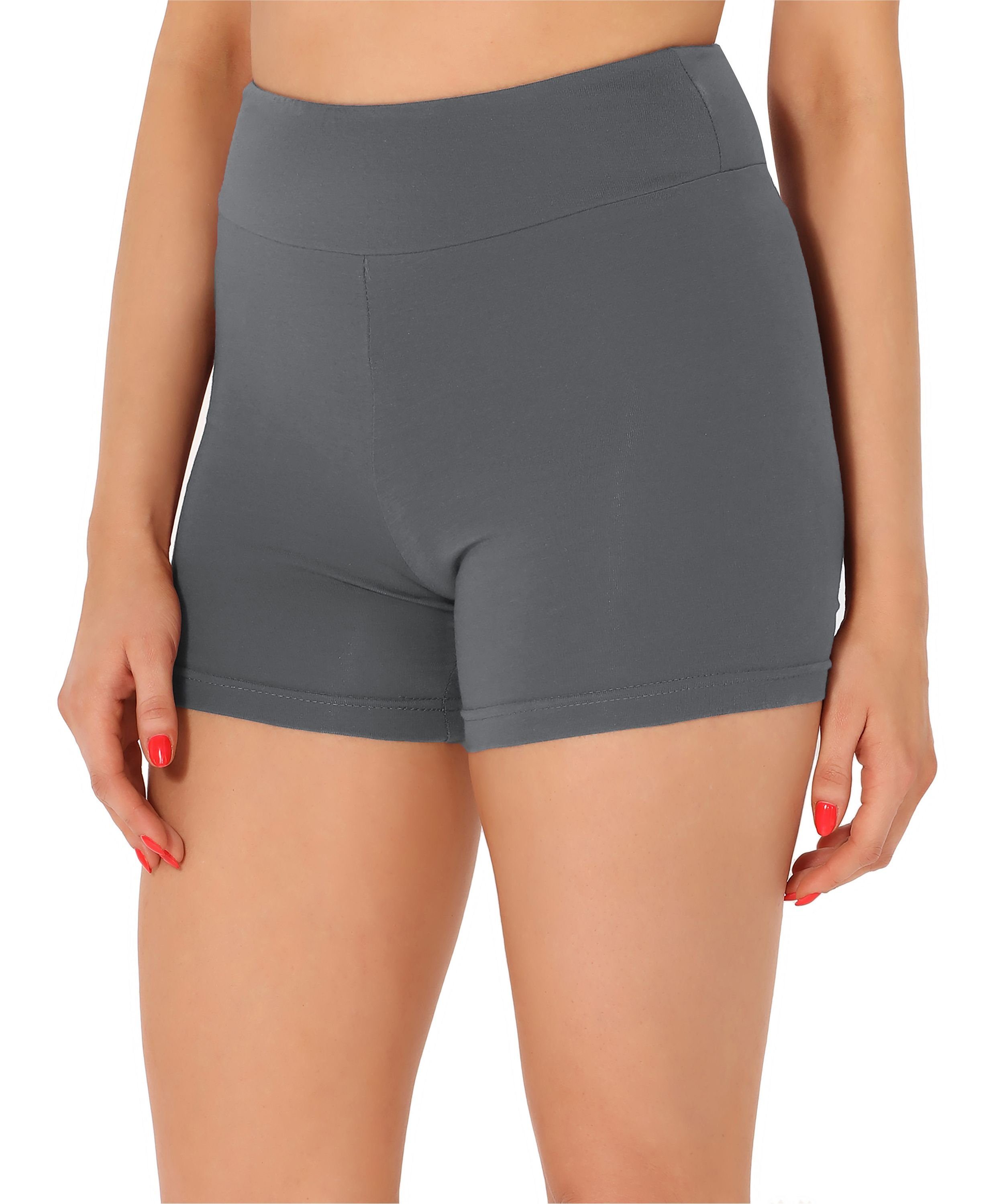 kurze Radlerhose (1-tlg) elastischer Hose Boxershorts Unterhose Grau Merry Style Bund Shorts Damen MS10-359 Leggings