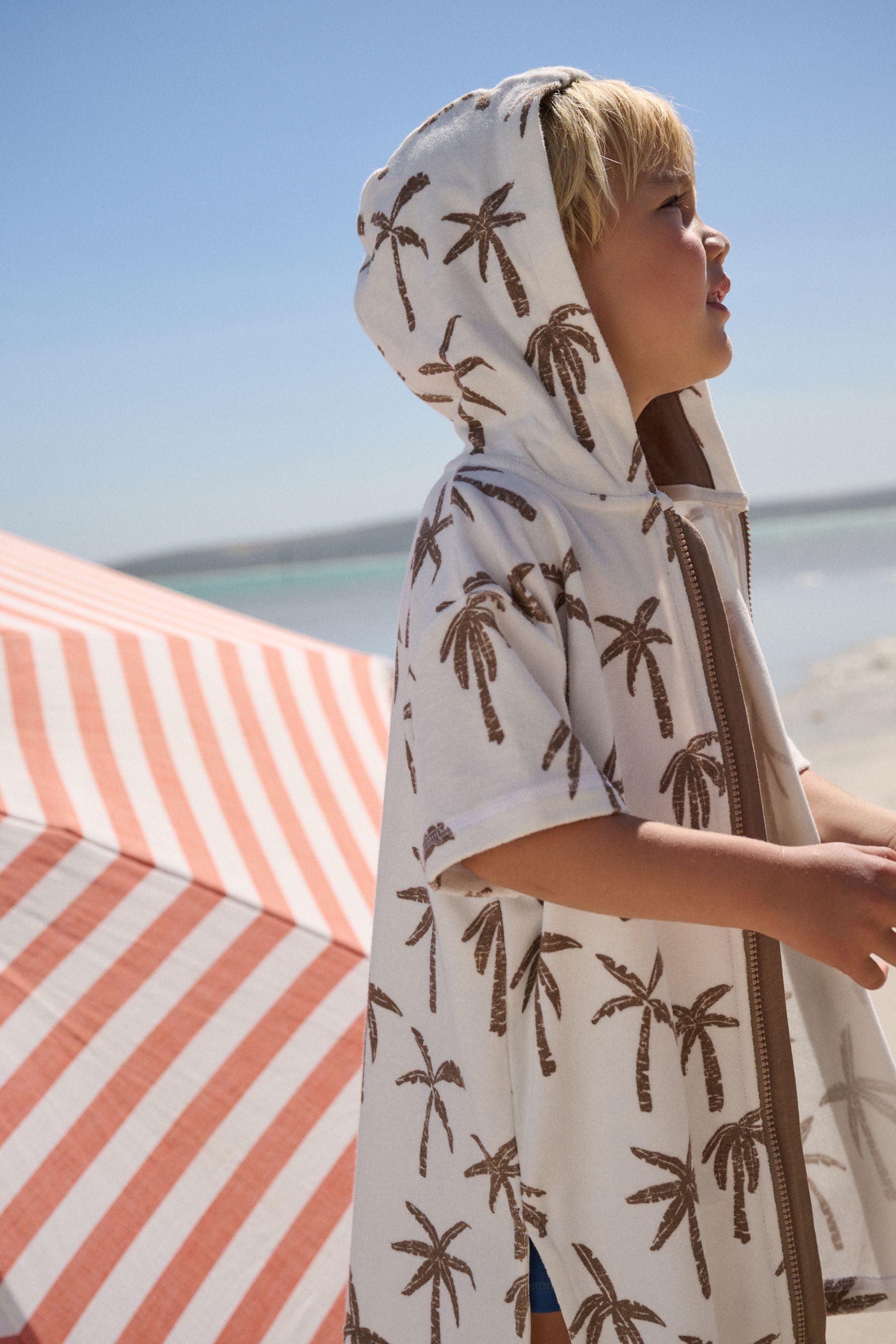 Next Badeponcho Frottee-Cover-up mit durchgehendem Reißverschluss, Baumwolle