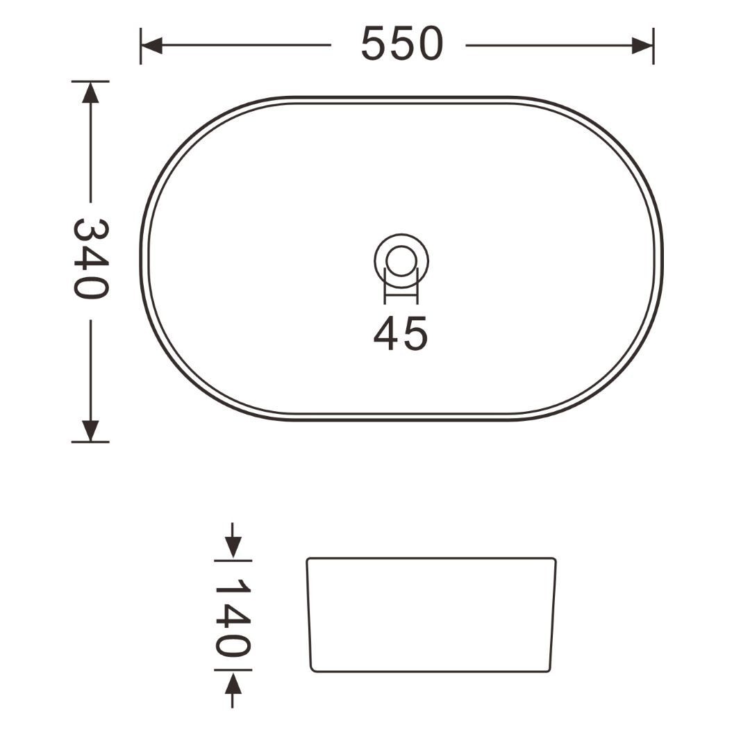 Planetmöbel Aufsatzwaschbecken Waschbecken 55cm (Badezimmer Waschbecken, ho günstig online kaufen
