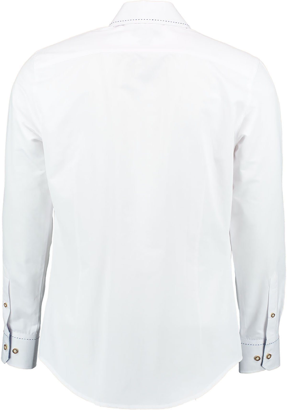 Moschen-Bayern Trachtenhemd Trachtenhemd fit Herrenhemd Weiß-Blau FIT SLIM Langarm Herren Vichy-Karo Slim Wiesn-Hemd Hemd mit