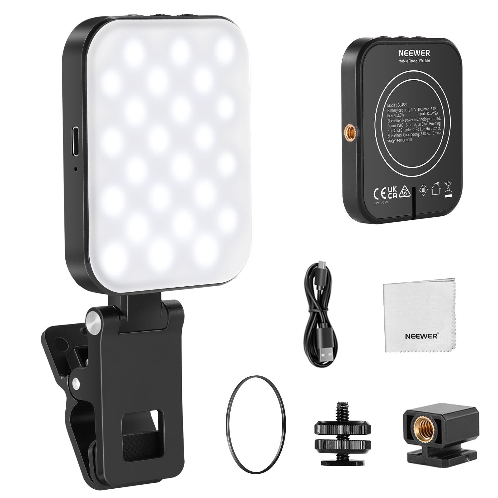Neewer Videoleuchte BL48B MagSafe Selfie Light für iPhone & Webcam Videokonferenzen, passt an Smartphones,Tablets oder PCs