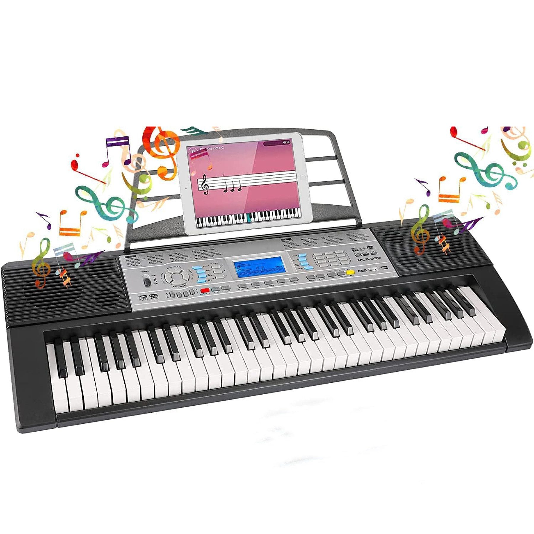 TLGREEN Digitalpiano Keyboard Piano, Digital Klavier 61 Tasten, E-Piano Tastatur, Stagepiano, Home-Keyboard, für Anfänger
