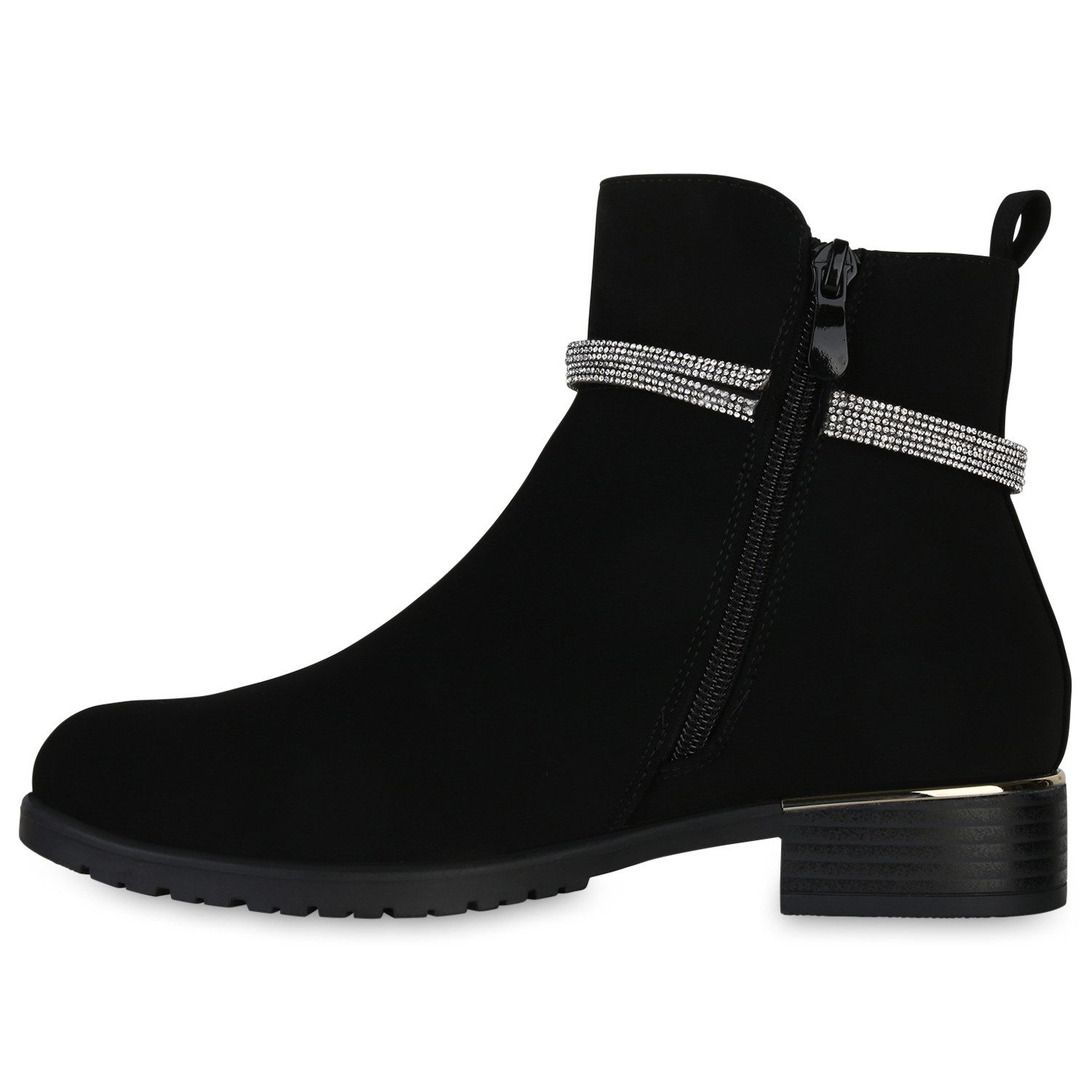 VAN HILL 840507 Stiefelette Damen Leicht Gefütterte Klassische Stiefeletten Zierperlen