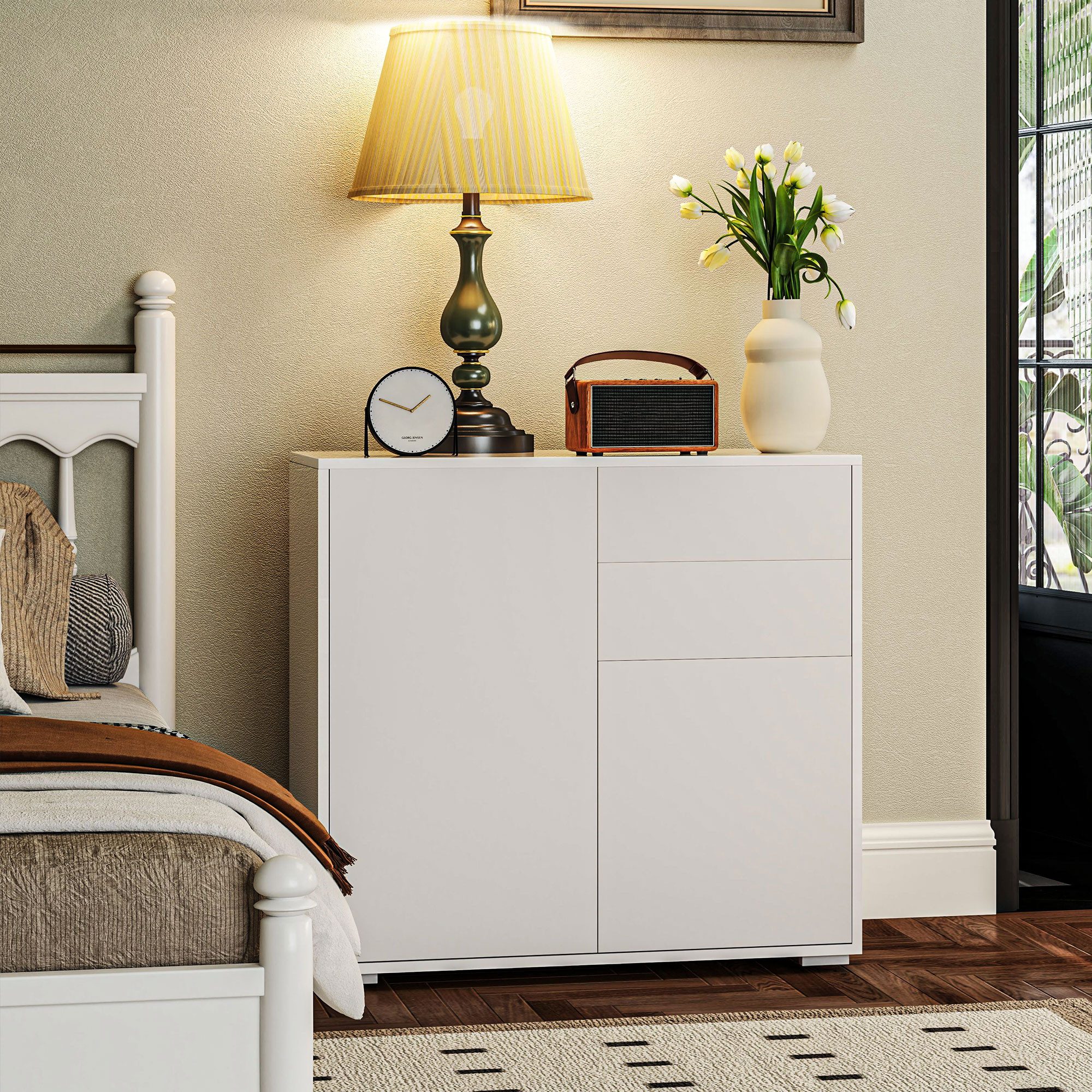 HOMCOM Sideboard Aufbewahrungsschrank mit Schublade, 2 günstig online kaufen