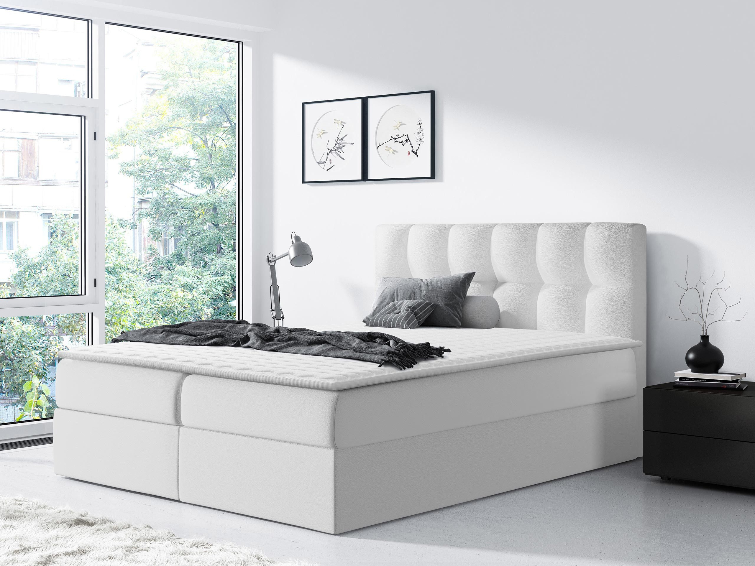 MIRJAN24 Boxspringbett Rico (mit zwei Bettkästen für die Bettwäsche), Bonellfederkern, 120/140/160/180/200x200 cm