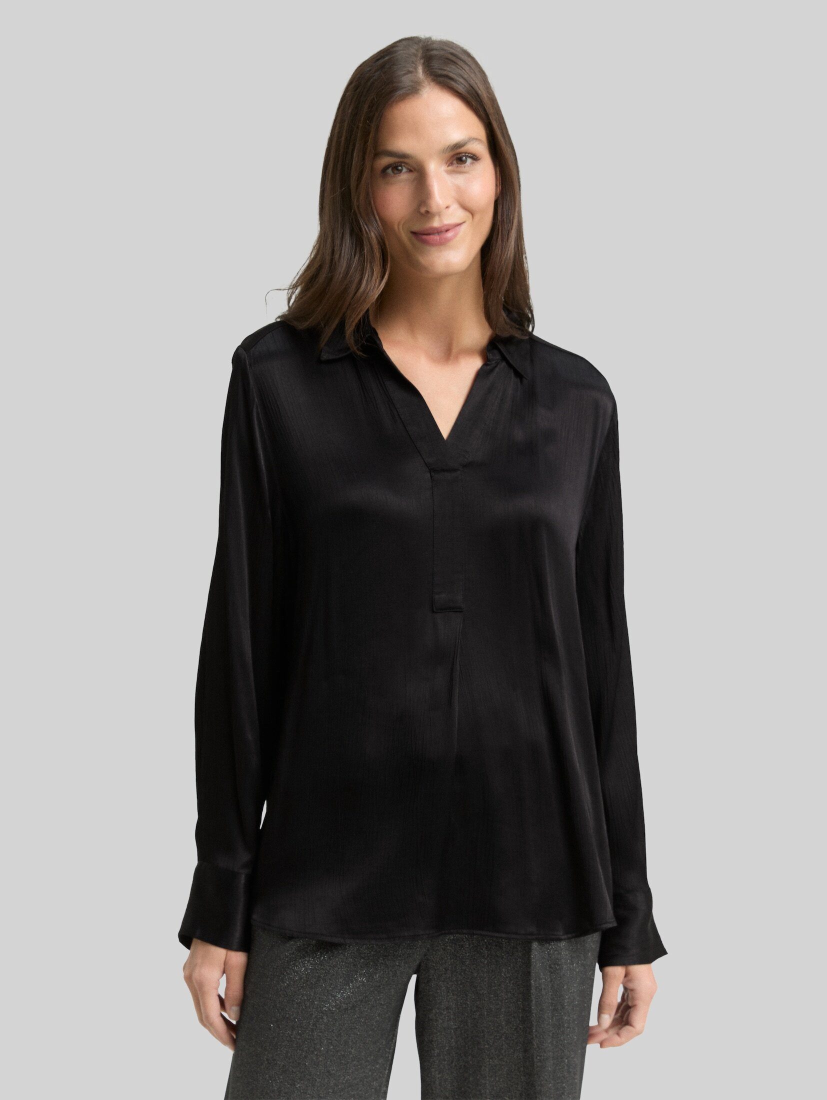 TOM TAILOR Langarmbluse Blusen & Shirts Crinkle Satinbluse
