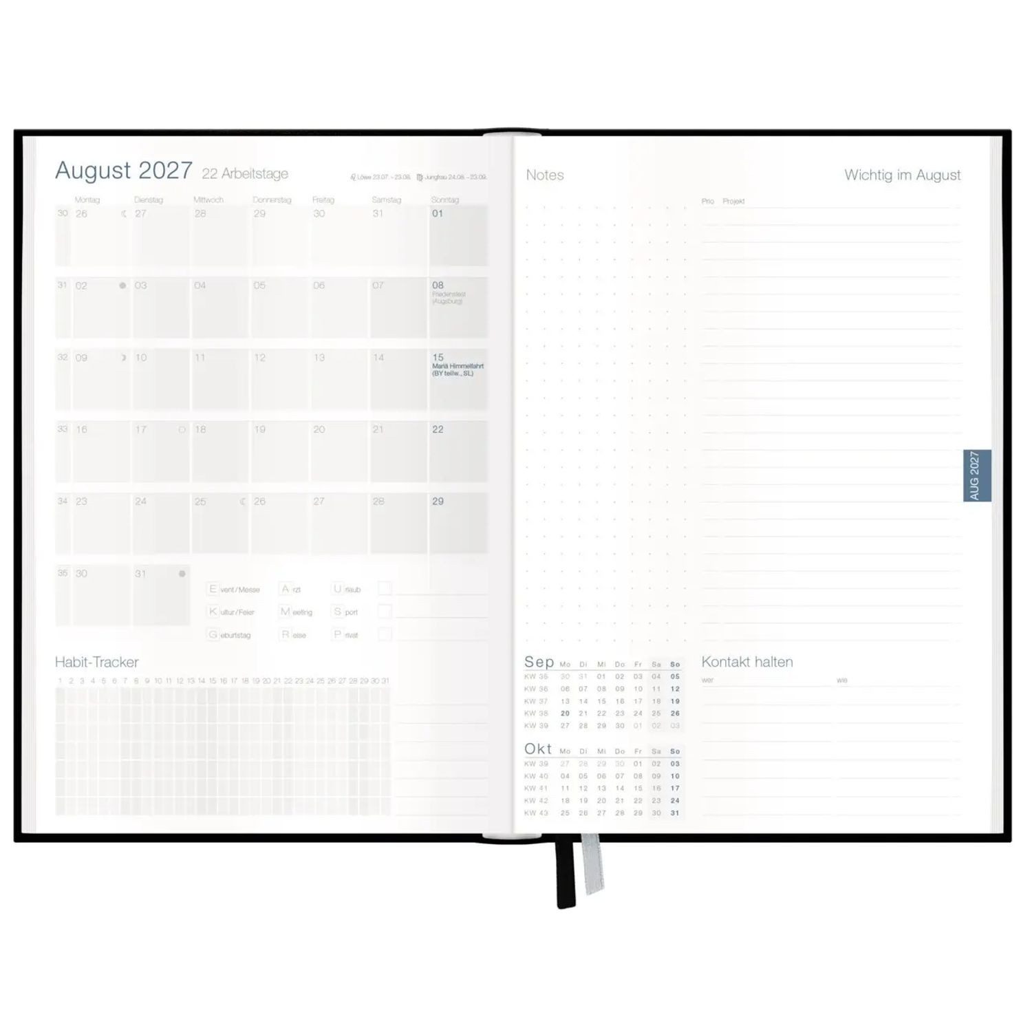 Häfft Taschenkalender Business-Timer Deluxe 26/27 17 Monate KL [Nachtblau]