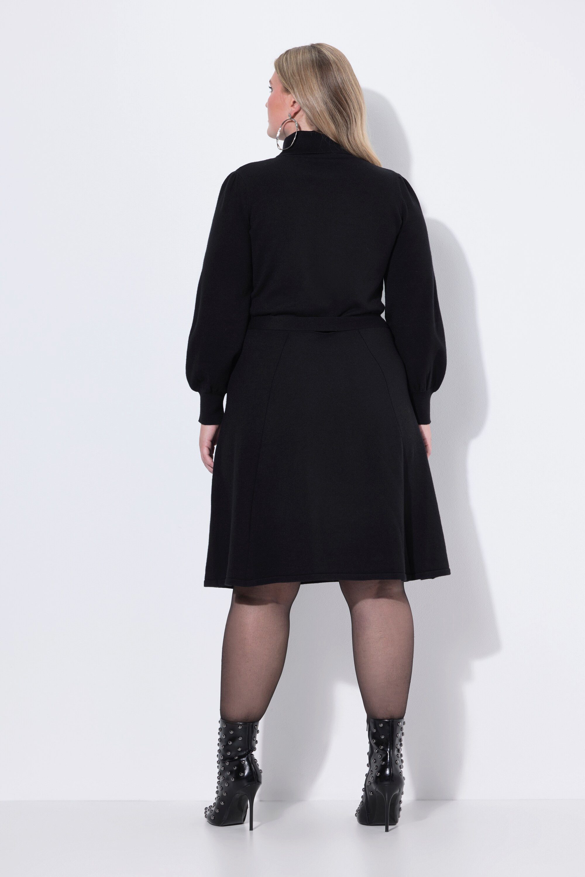 MIAMODA Strickkleid Strickkleid Midilänge Rollkragen Taillengürtel