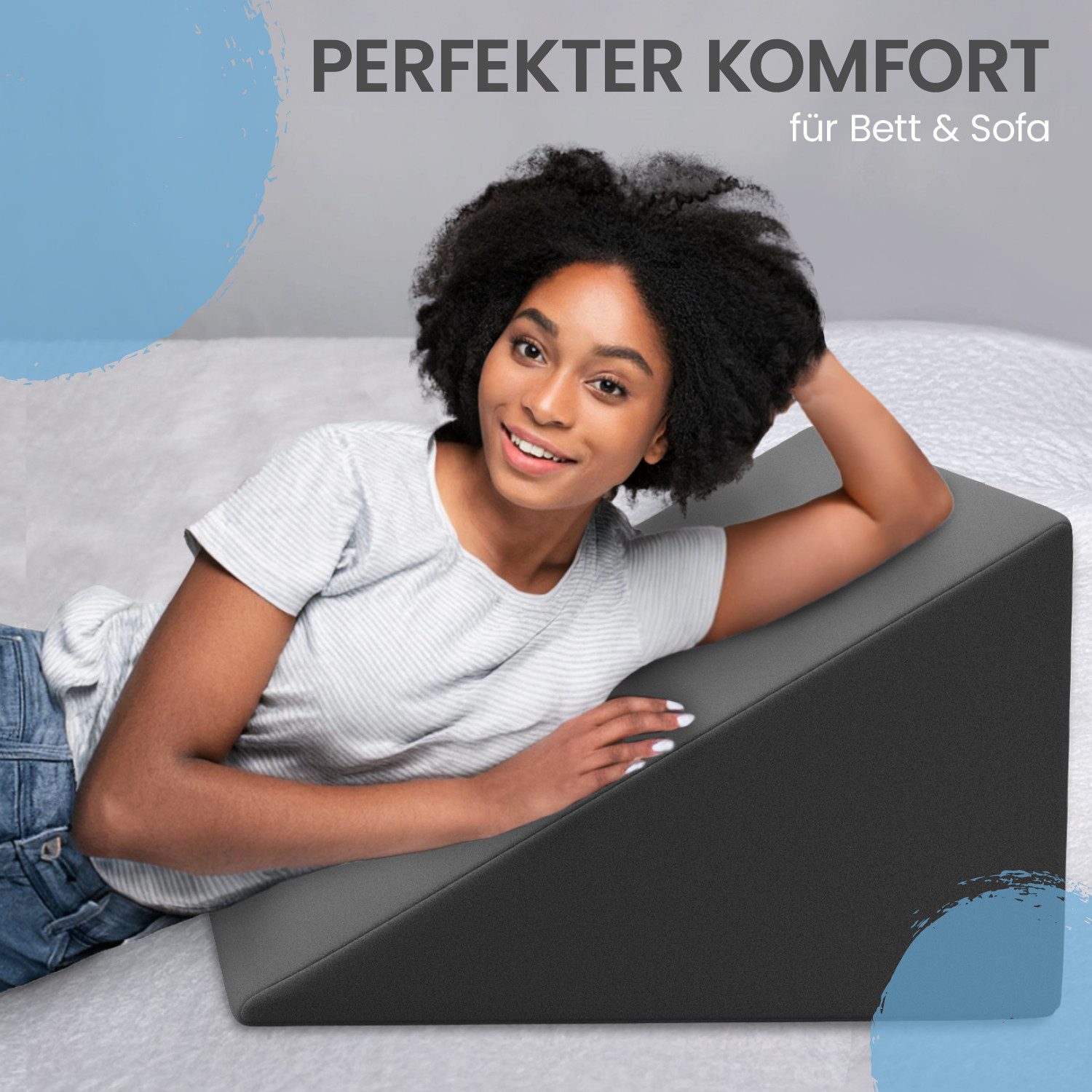ELONEO Keilkissen für Bett & Sofa, 30x50x60cm, abnehmbarer & waschbarer Bezug – Bild 5 von 5