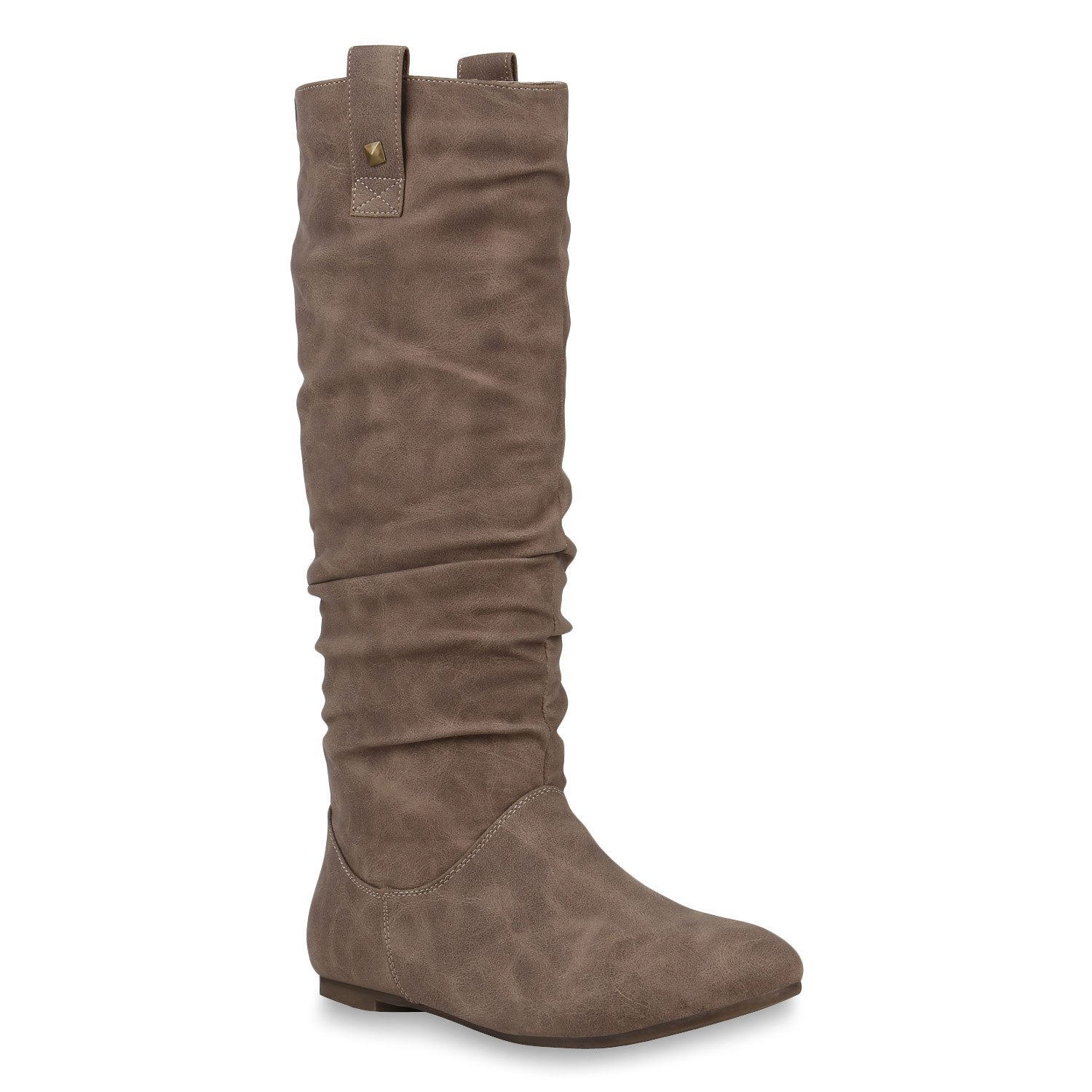 VAN HILL 820242 Schlupfstiefel Damen Schlupfstiefel Warm Gefütterte Stiefel Nieten Winter