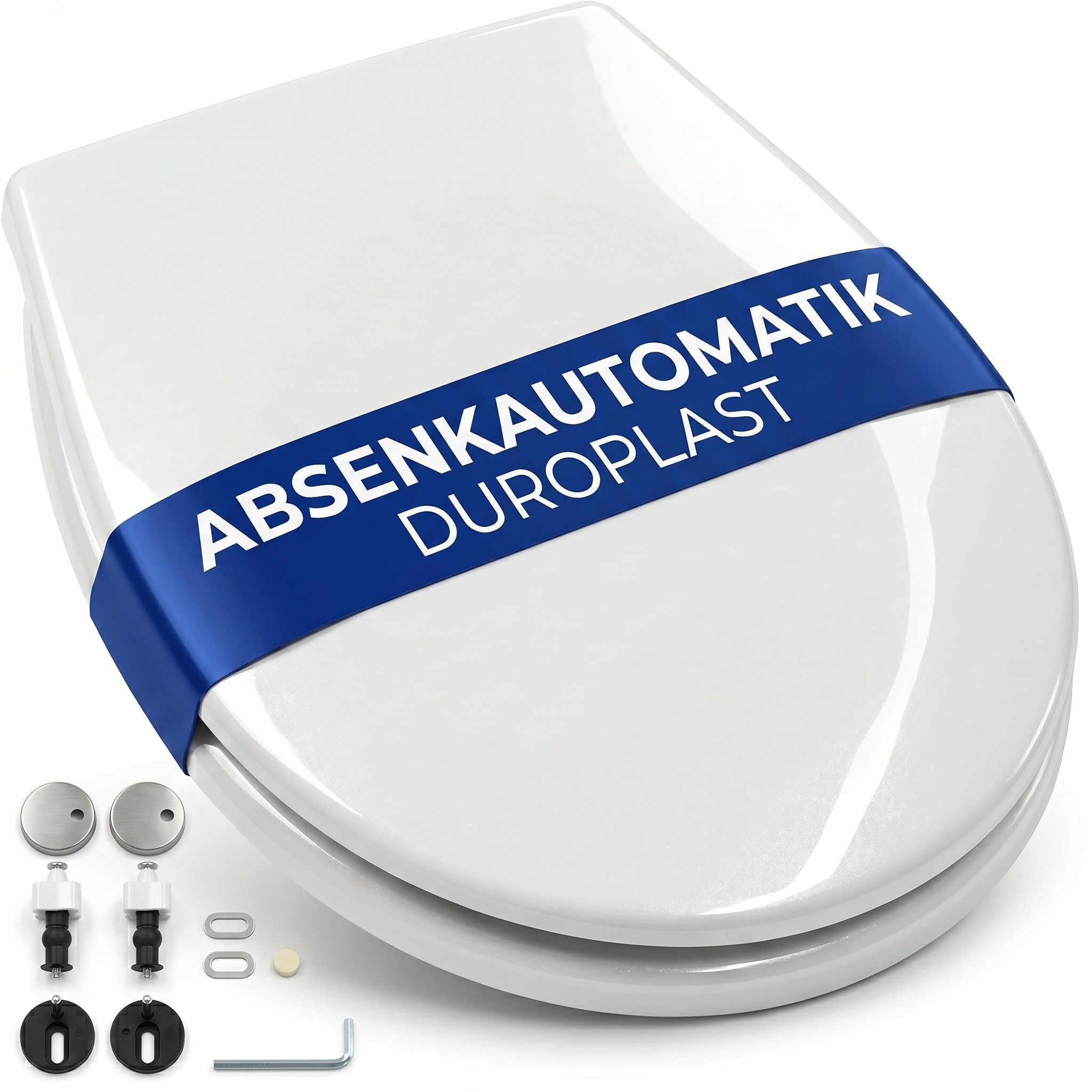 Onbest WC-Sitz Toilettendeckel Absenkautomatik Duroplast Soft-Close 35 x 44,5 cm, Antibakteriell, Toilettendeckel Toiletten Klo Sitz Brille Deckel
