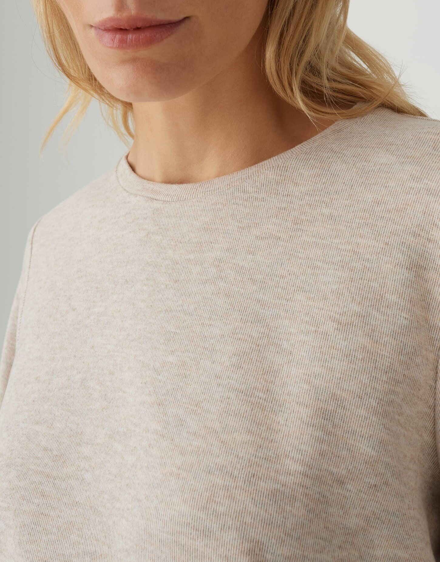 OPUS Longsleeve SAMIKE in Mélange Optik Schmale Passform, gerader Schnitt, Langarm, angeraute Oberfläche