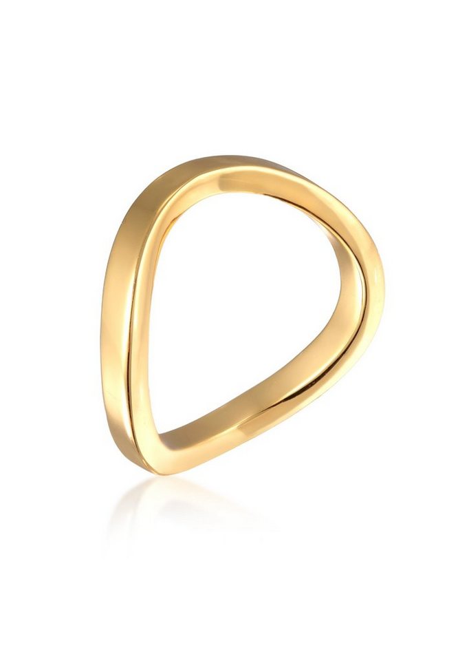 Elli Fingerring Bandring Stapelring Welle Farbe Gold für Damen