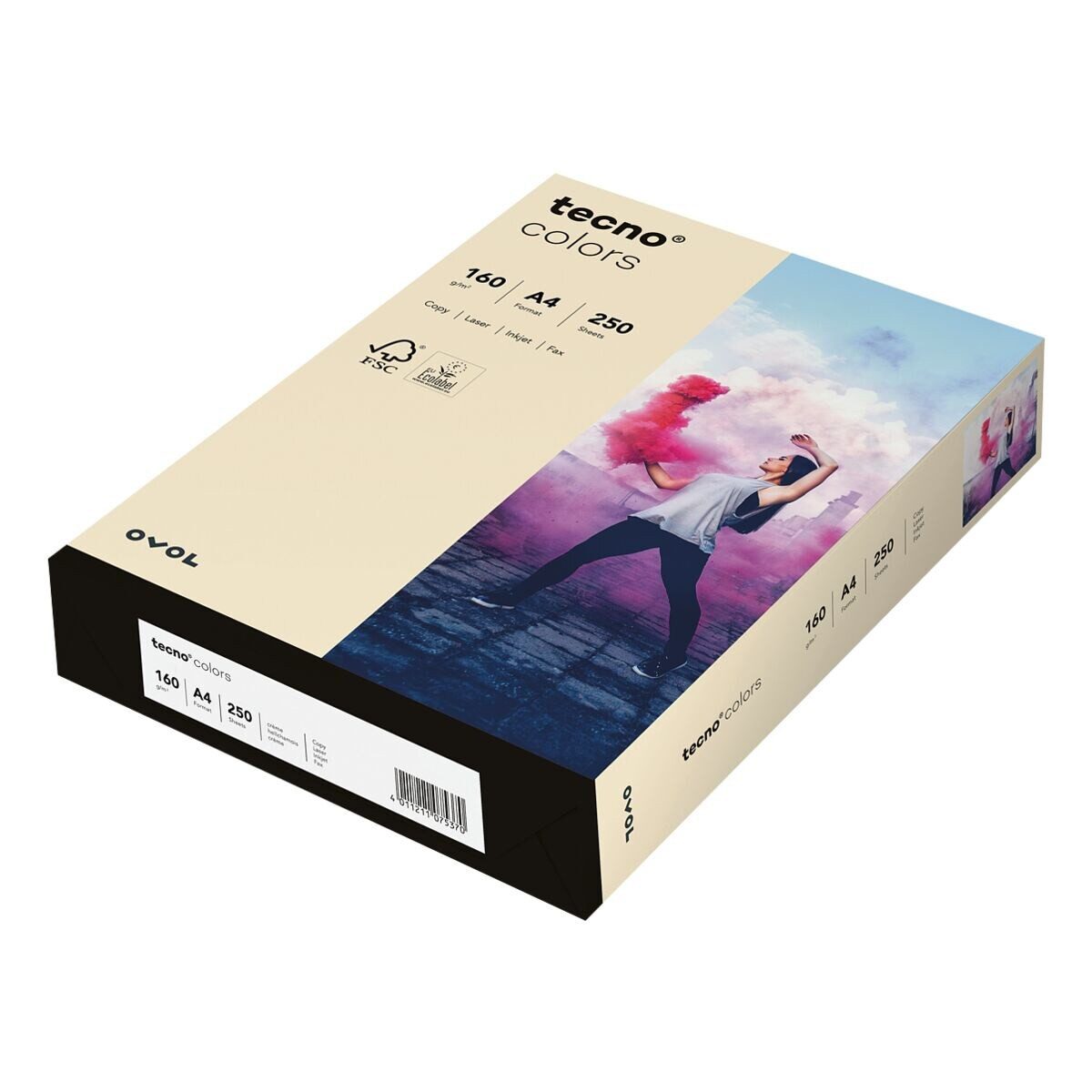 Inapa tecno Druckerpapier Rainbow / tecno Colors, Pastellfarben, Format DIN A4, 160 g/m², 250 Blatt